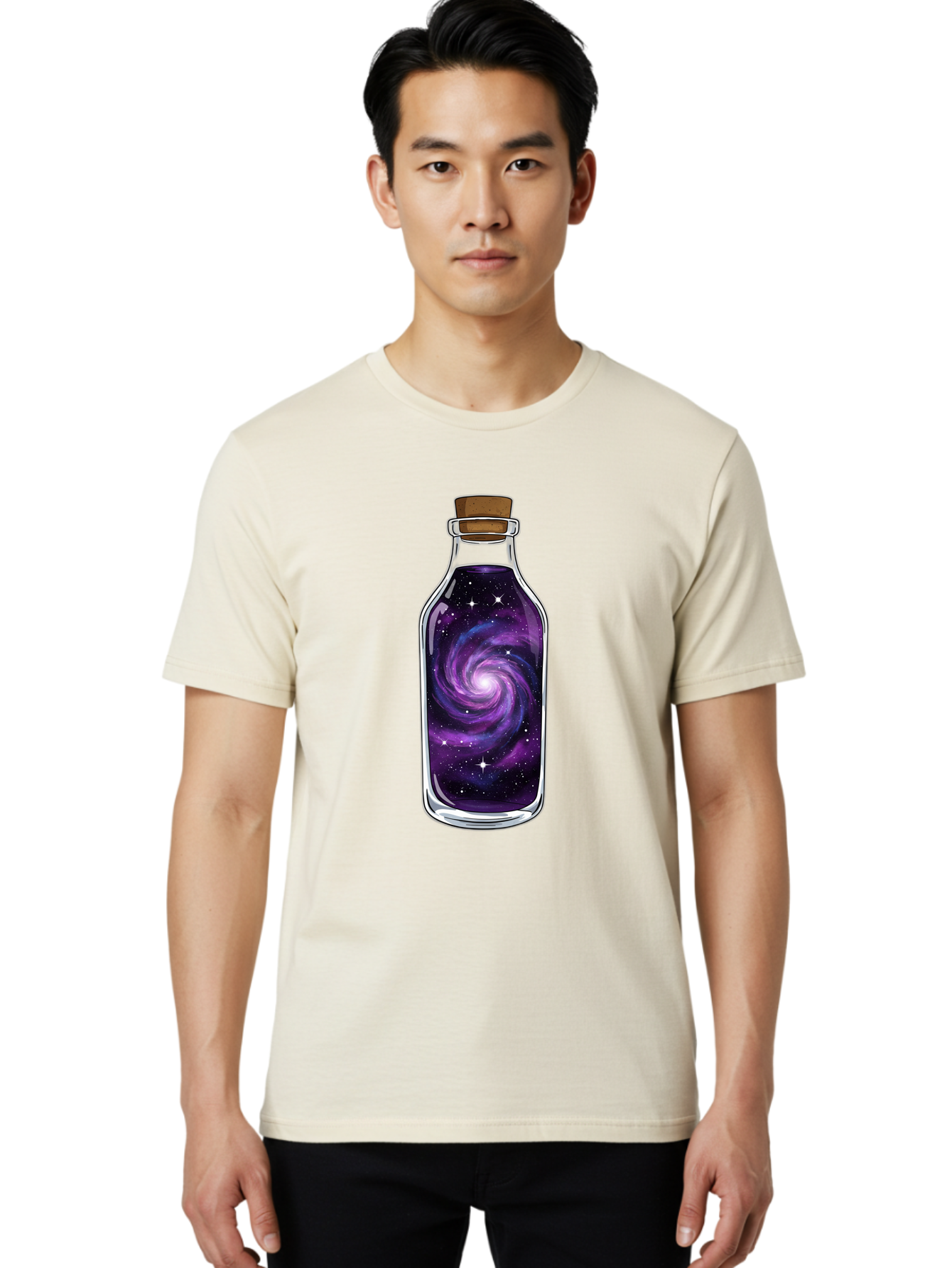 Galaxy-In-Bottle-16 Men'S Graphic Tee, 100% Cotton, Comfortable Casual Summer Wear, Machine Washable, Vintage Camera, Old Camera, Antique Camera, Black Camera, Classic Photography, Photography Equipment, Nostalgic Device, Film Camera, Baj027