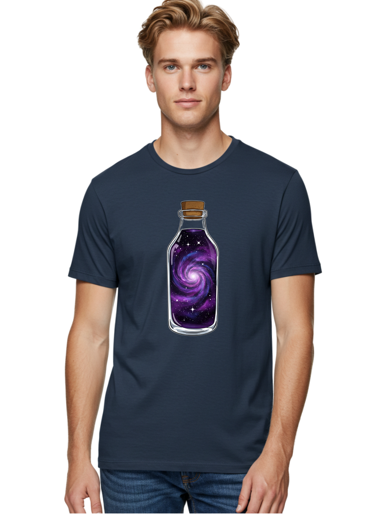 Galaxy-In-Bottle-16 Men'S Graphic Tee, 100% Cotton, Comfortable Casual Summer Wear, Machine Washable, Vintage Camera, Old Camera, Antique Camera, Black Camera, Classic Photography, Photography Equipment, Nostalgic Device, Film Camera, Baj027