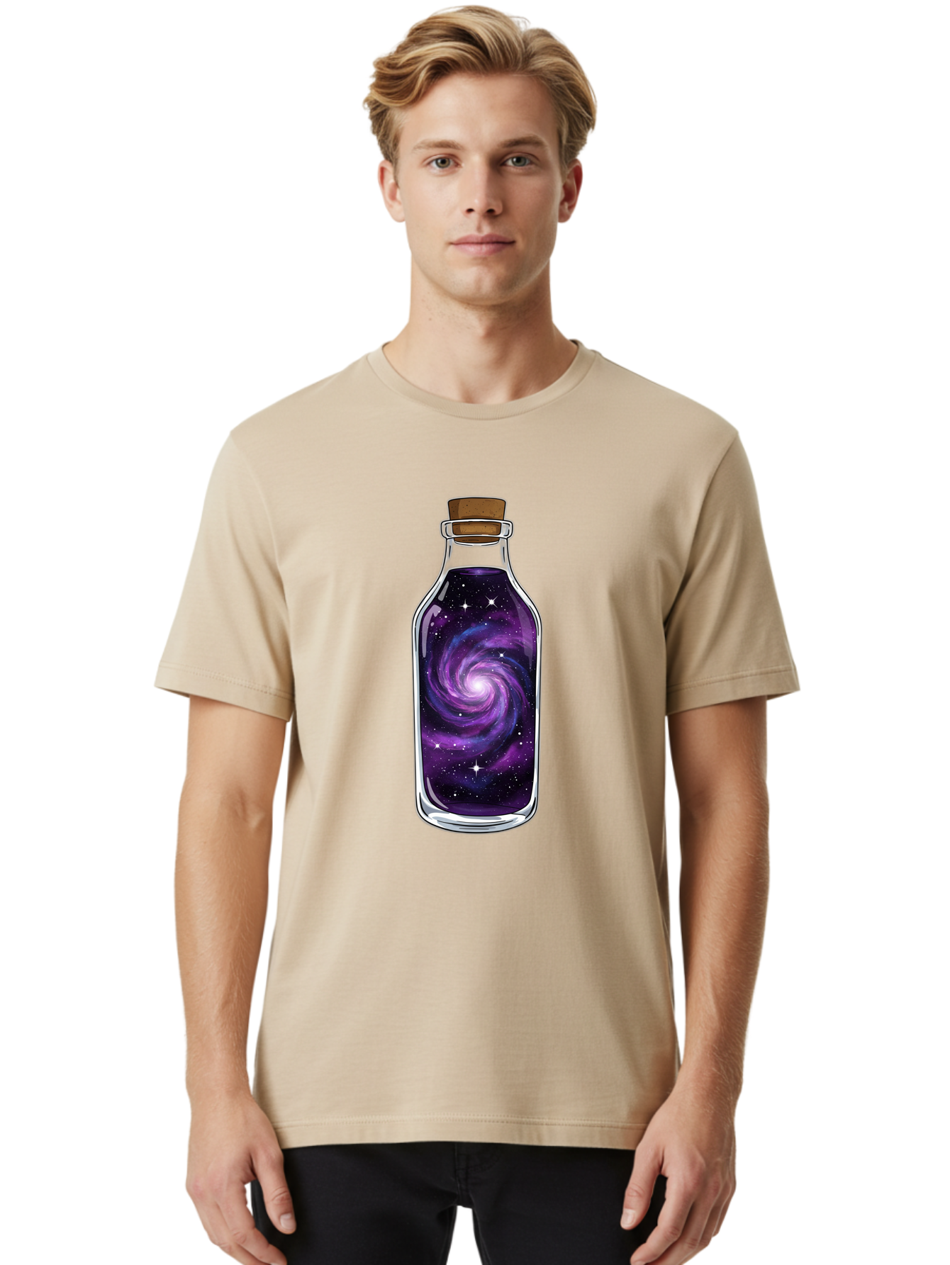 Galaxy-In-Bottle-16 Men'S Graphic Tee, 100% Cotton, Comfortable Casual Summer Wear, Machine Washable, Vintage Camera, Old Camera, Antique Camera, Black Camera, Classic Photography, Photography Equipment, Nostalgic Device, Film Camera, Baj027