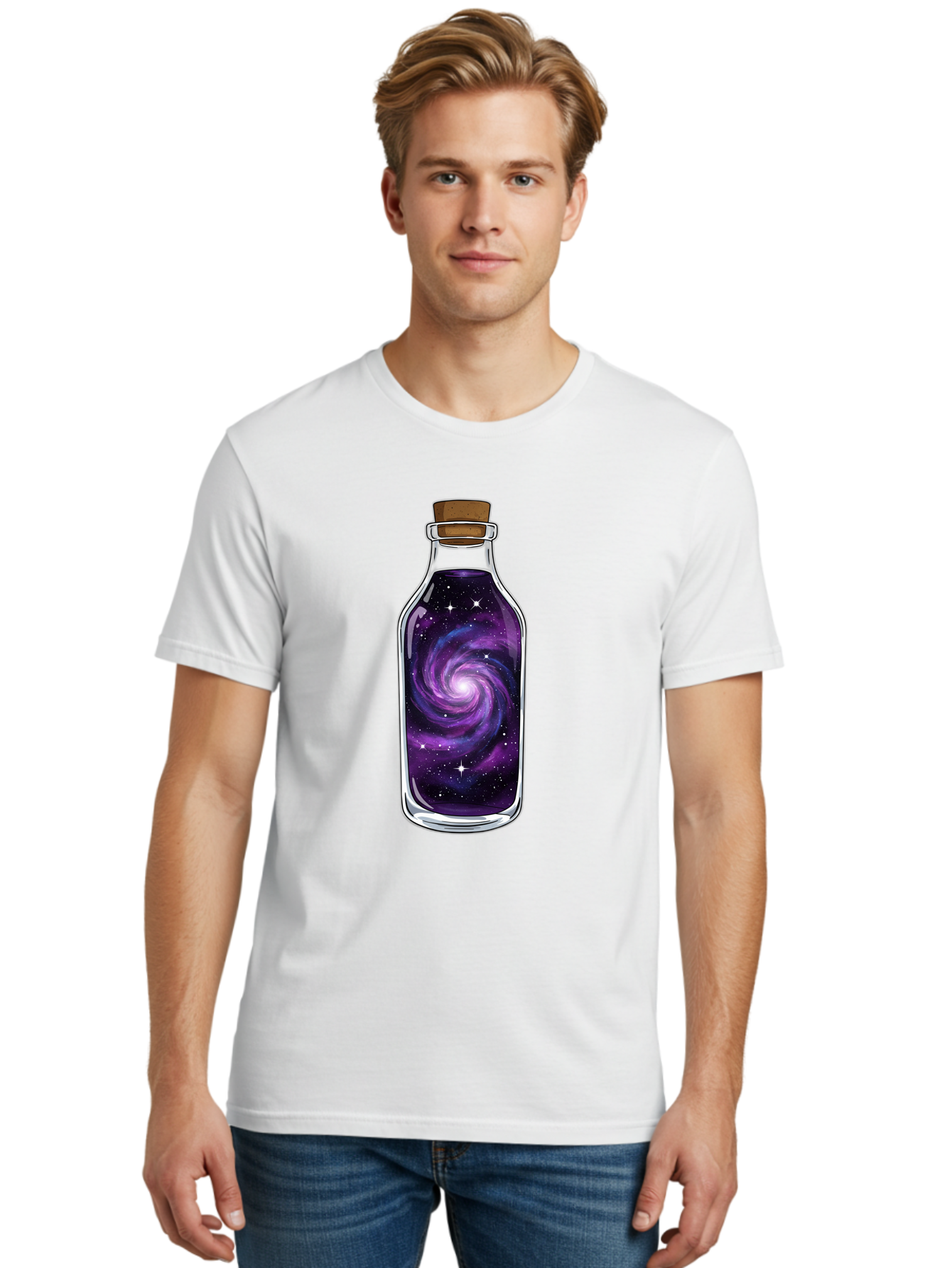 Galaxy-In-Bottle-16 Men'S Graphic Tee, 100% Cotton, Comfortable Casual Summer Wear, Machine Washable, Vintage Camera, Old Camera, Antique Camera, Black Camera, Classic Photography, Photography Equipment, Nostalgic Device, Film Camera, Baj027