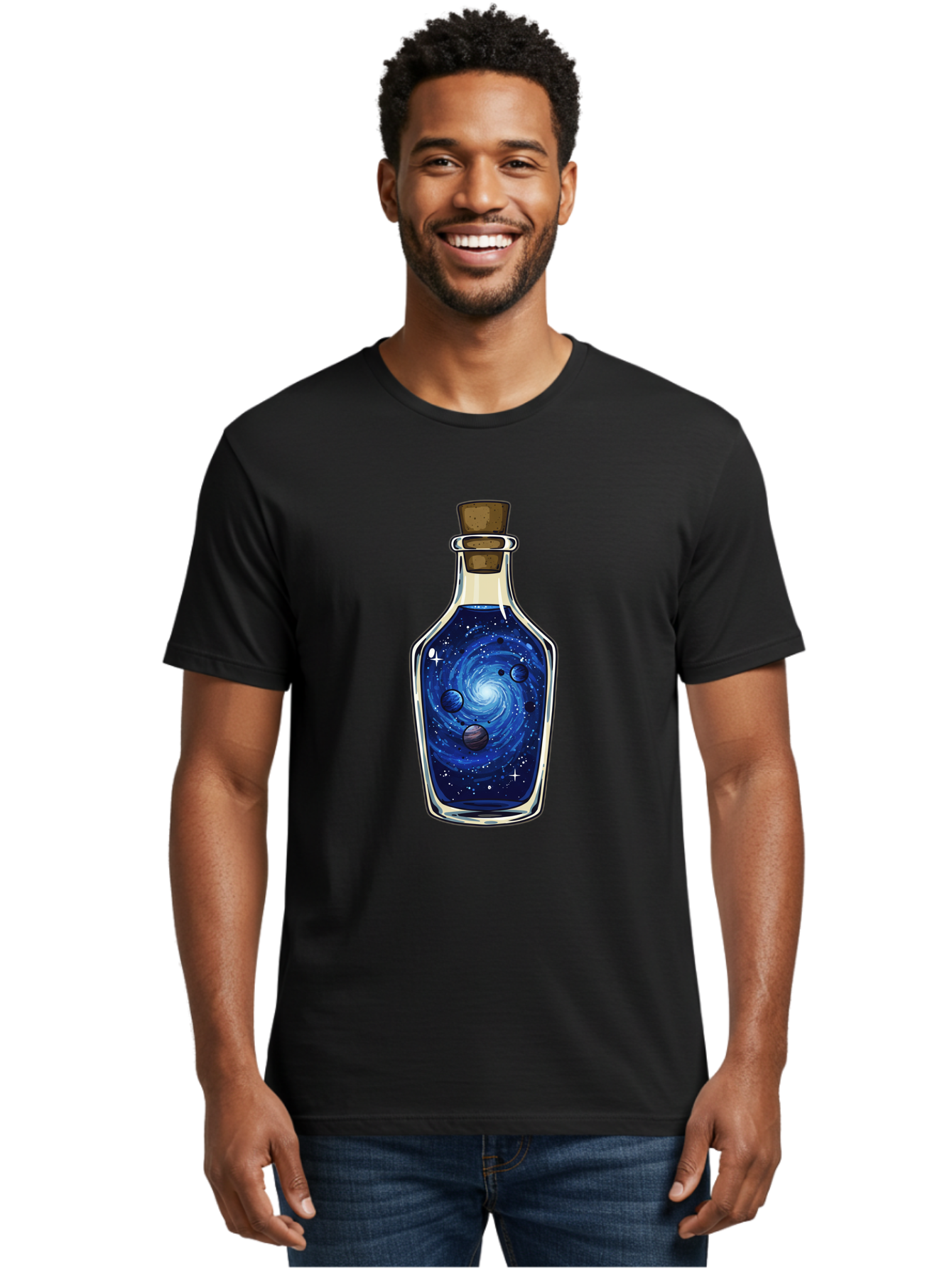 Galaxy-In-Bottle-18 Men'S Graphic Tee, 100% Cotton, Comfortable Casual Summer Wear, Machine Washable, Vintage Camera, Old Camera, Antique Camera, Black Camera, Classic Photography, Photography Equipment, Nostalgic Device, Film Camera, Baj029