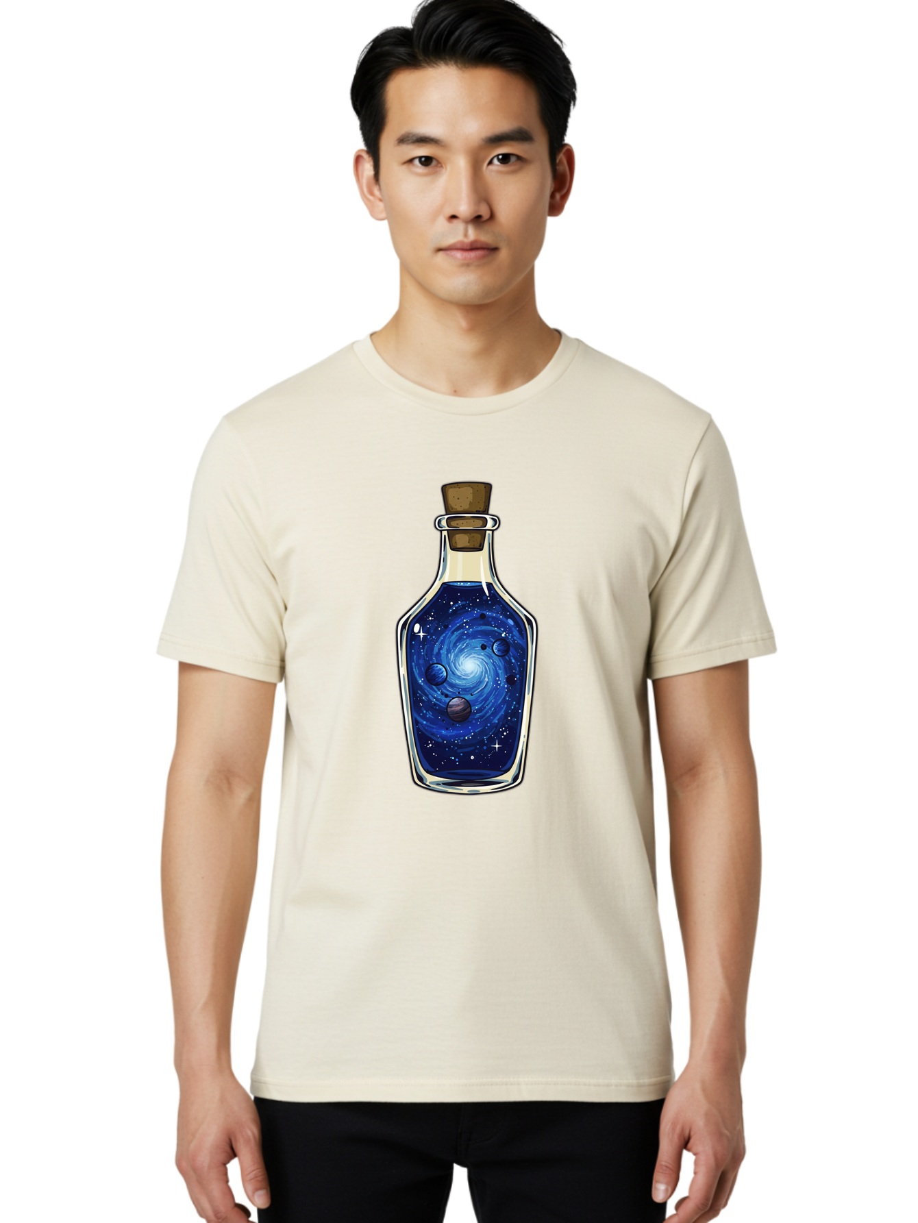 Galaxy-In-Bottle-18 Men'S Graphic Tee, 100% Cotton, Comfortable Casual Summer Wear, Machine Washable, Vintage Camera, Old Camera, Antique Camera, Black Camera, Classic Photography, Photography Equipment, Nostalgic Device, Film Camera, Baj029