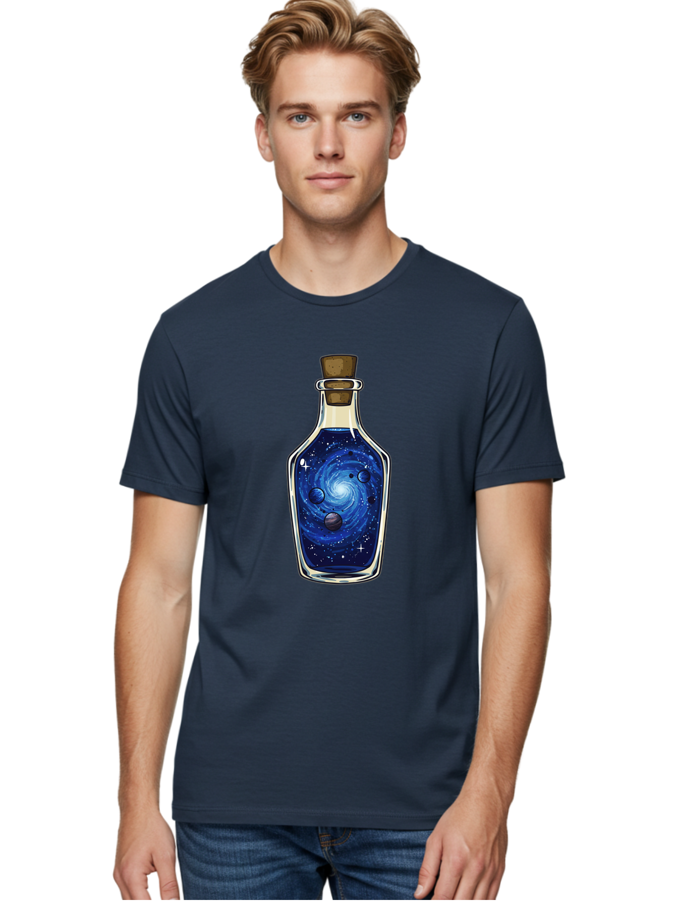 Galaxy-In-Bottle-18 Men'S Graphic Tee, 100% Cotton, Comfortable Casual Summer Wear, Machine Washable, Vintage Camera, Old Camera, Antique Camera, Black Camera, Classic Photography, Photography Equipment, Nostalgic Device, Film Camera, Baj029
