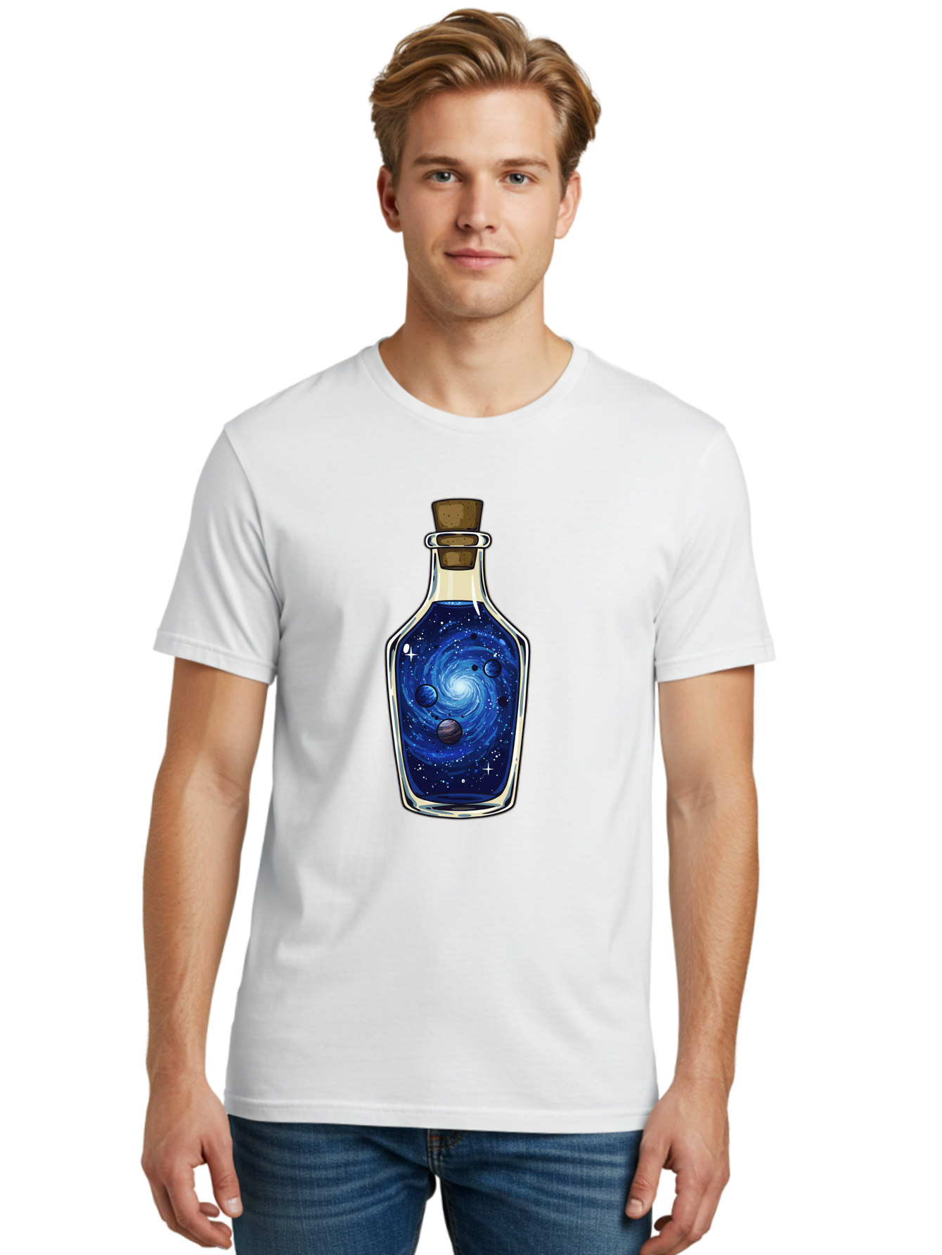 Galaxy-In-Bottle-18 Men'S Graphic Tee, 100% Cotton, Comfortable Casual Summer Wear, Machine Washable, Vintage Camera, Old Camera, Antique Camera, Black Camera, Classic Photography, Photography Equipment, Nostalgic Device, Film Camera, Baj029