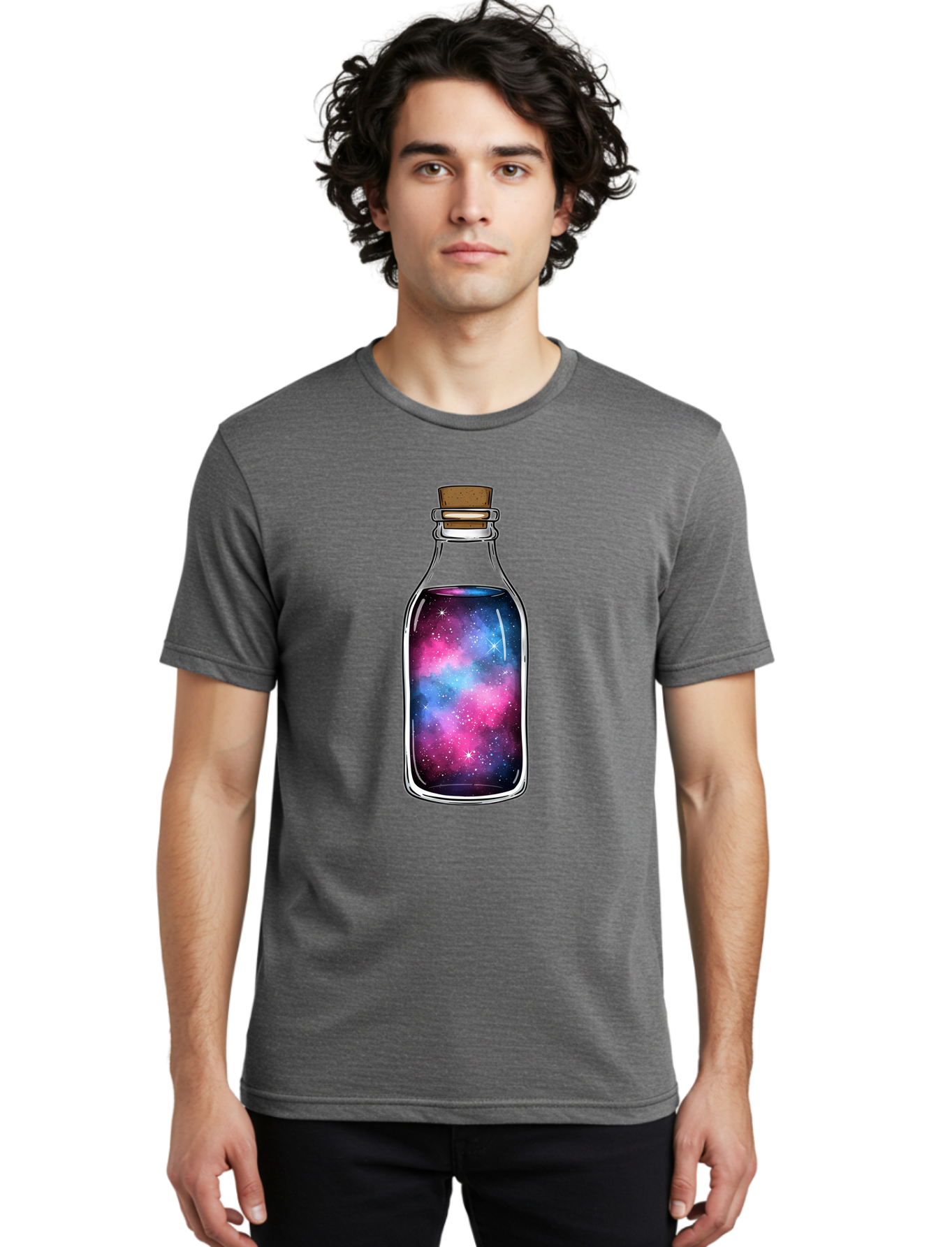 Galaxy-In-Bottle-2 Men'S Graphic Tee, 100% Cotton, Comfortable Casual Summer Wear, Machine Washable, Vintage Camera, Old Camera, Antique Camera, Black Camera, Classic Photography, Photography Equipment, Nostalgic Device, Film Camera, Baj031