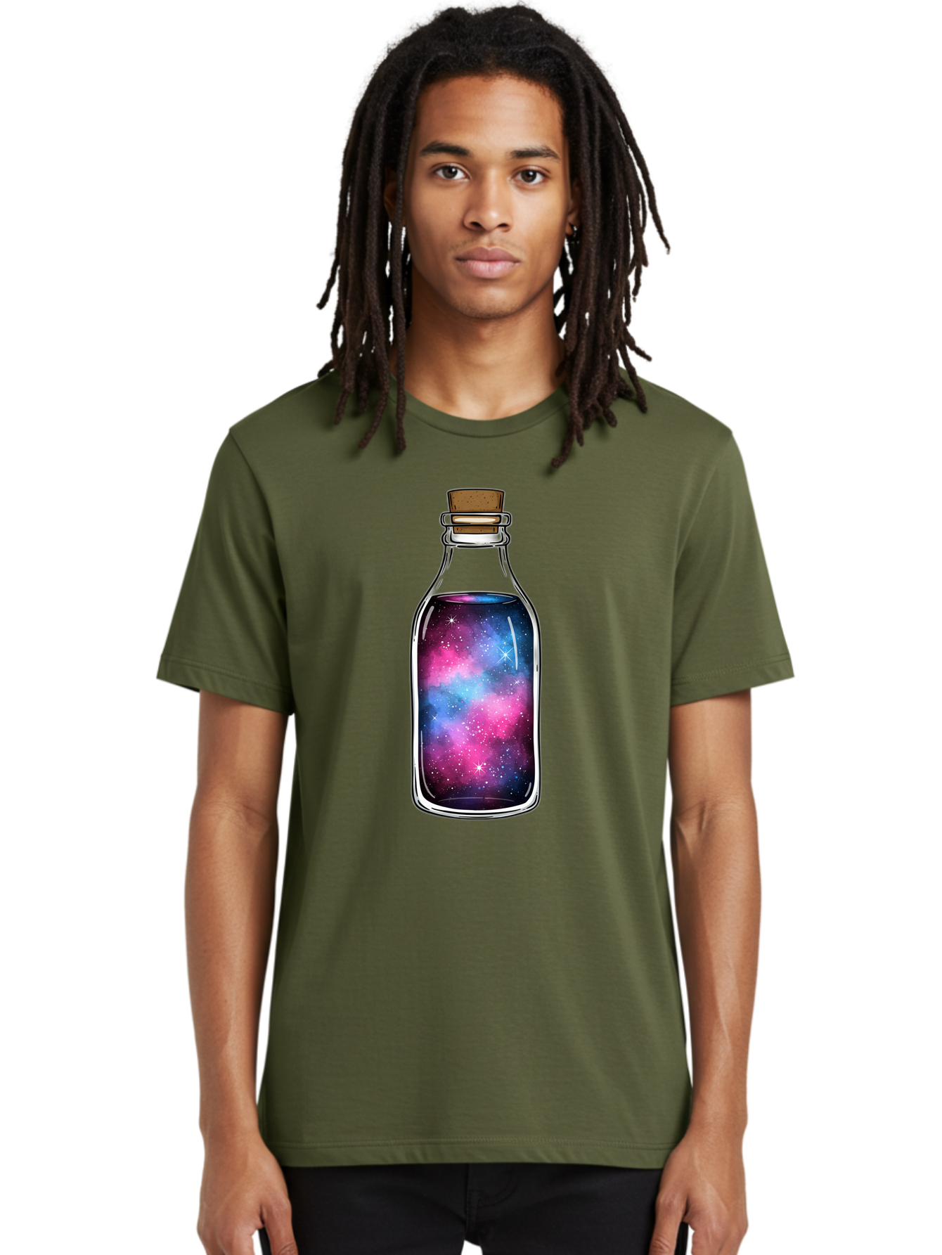Galaxy-In-Bottle-2 Men'S Graphic Tee, 100% Cotton, Comfortable Casual Summer Wear, Machine Washable, Vintage Camera, Old Camera, Antique Camera, Black Camera, Classic Photography, Photography Equipment, Nostalgic Device, Film Camera, Baj031