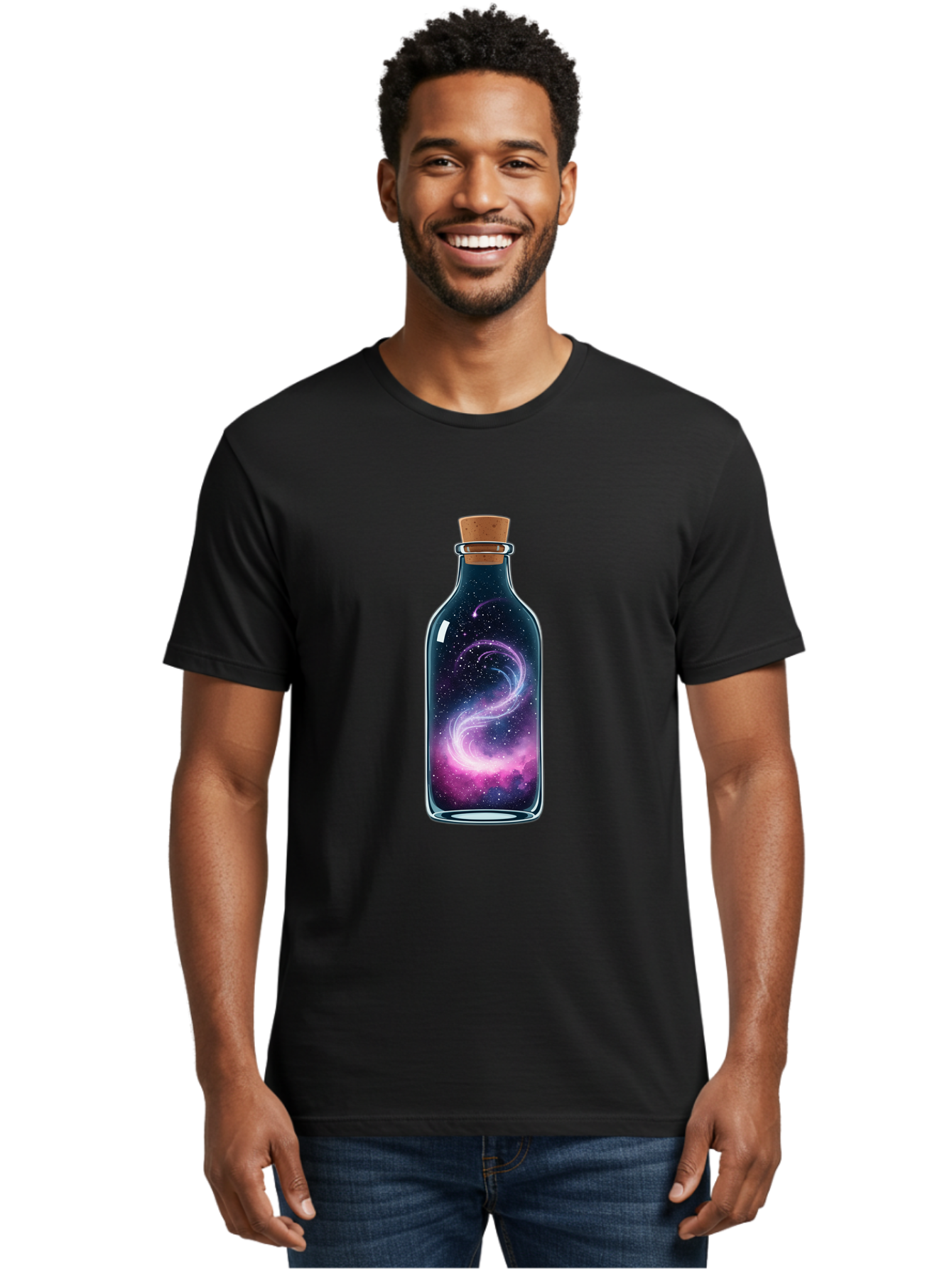 Galaxy-In-Bottle-20 Men'S Graphic Tee, 100% Cotton, Comfortable Casual Summer Wear, Machine Washable, Vintage Camera, Old Camera, Antique Camera, Black Camera, Classic Photography, Photography Equipment, Nostalgic Device, Film Camera, Baj032