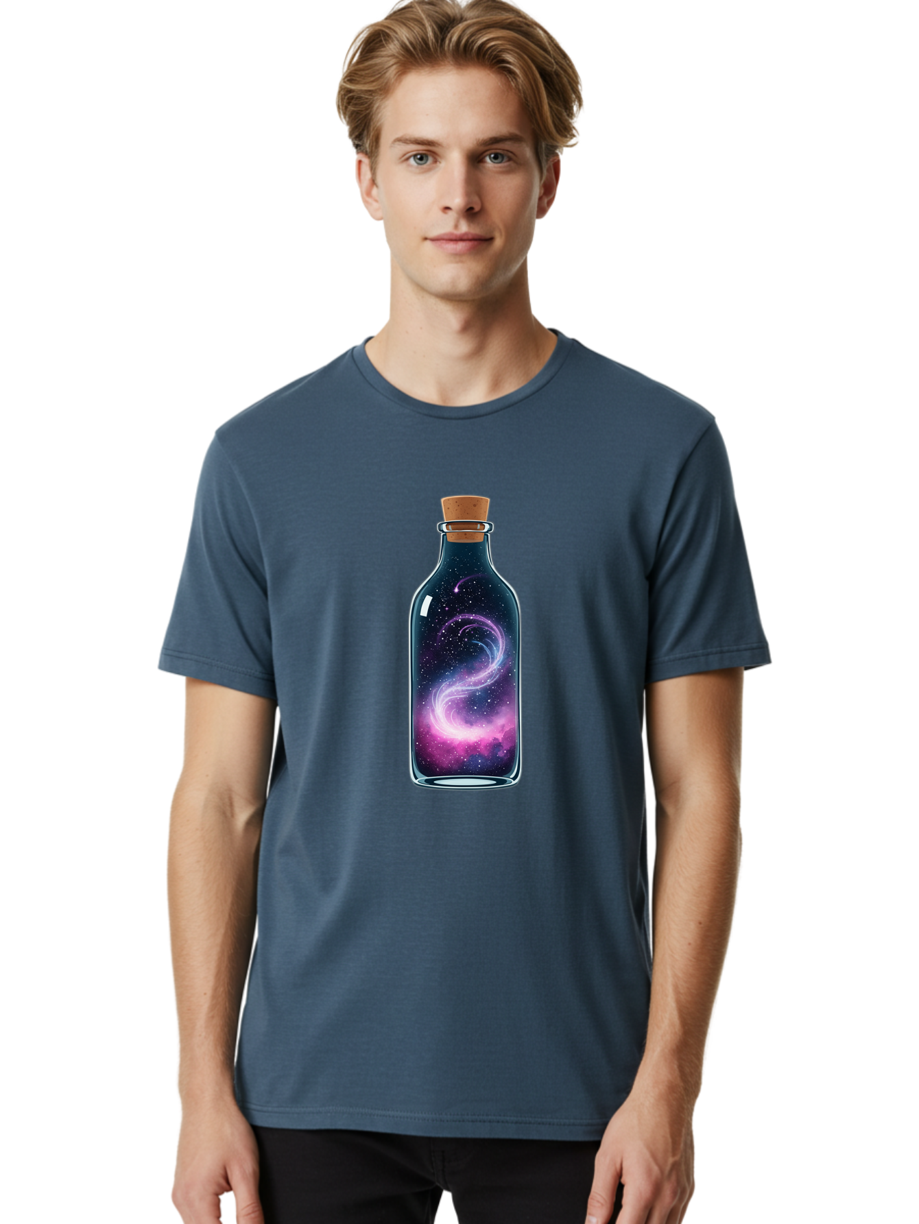 Galaxy-In-Bottle-20 Men'S Graphic Tee, 100% Cotton, Comfortable Casual Summer Wear, Machine Washable, Vintage Camera, Old Camera, Antique Camera, Black Camera, Classic Photography, Photography Equipment, Nostalgic Device, Film Camera, Baj032
