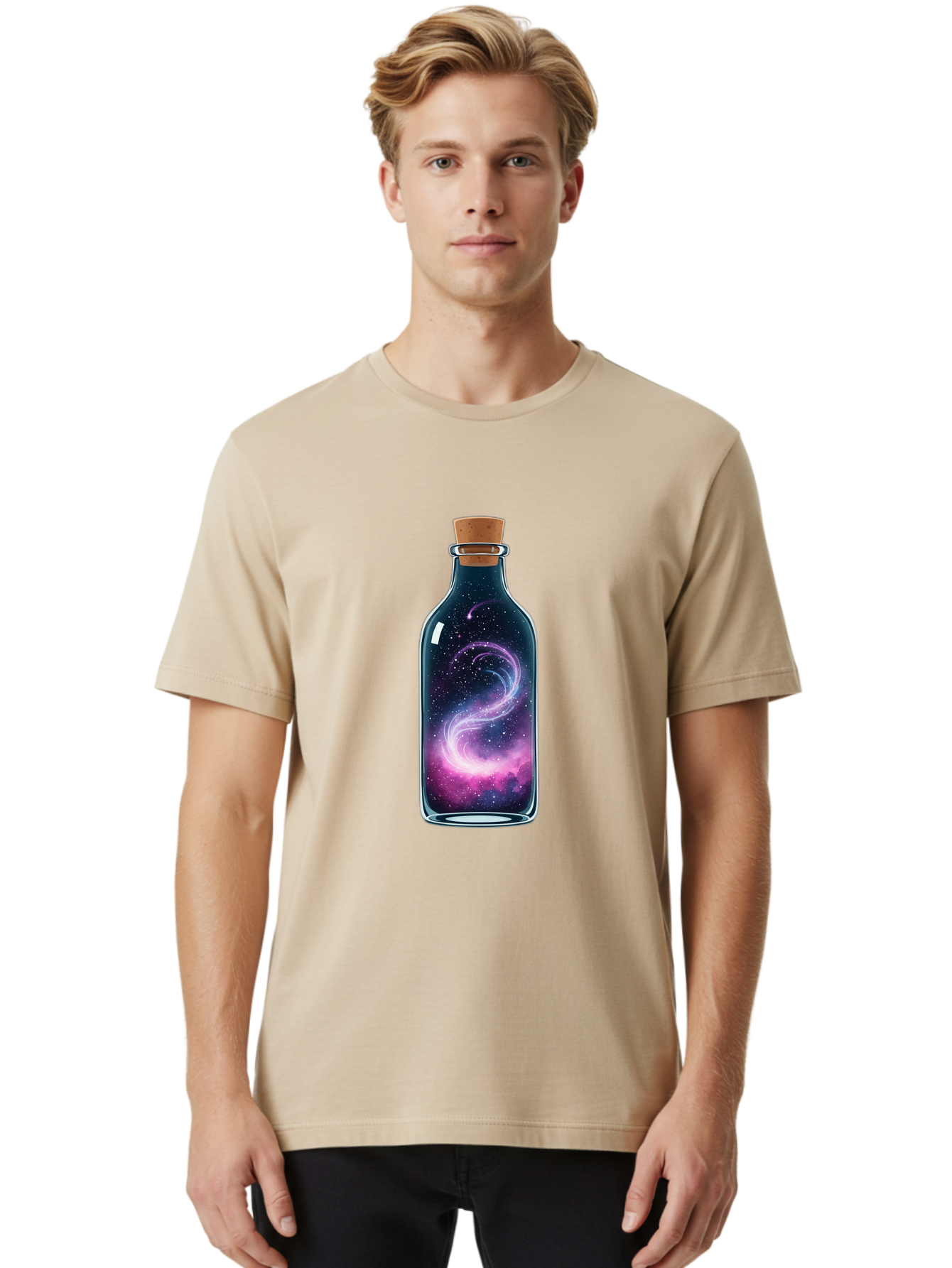 Galaxy-In-Bottle-20 Men'S Graphic Tee, 100% Cotton, Comfortable Casual Summer Wear, Machine Washable, Vintage Camera, Old Camera, Antique Camera, Black Camera, Classic Photography, Photography Equipment, Nostalgic Device, Film Camera, Baj032