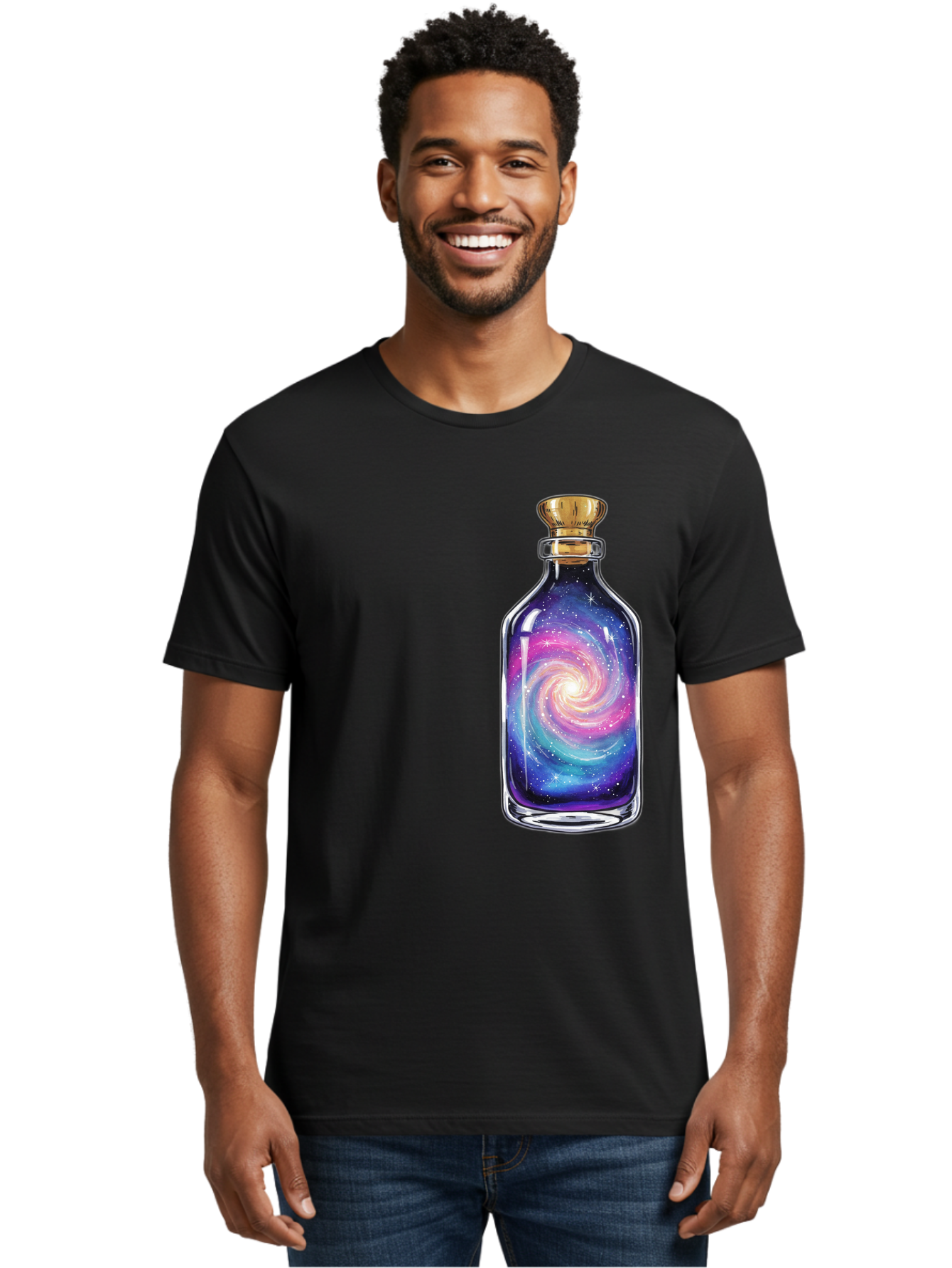 Galaxy-In-Bottle-21 Men'S Graphic Tee, 100% Cotton, Comfortable Casual Summer Wear, Machine Washable, Vintage Camera, Old Camera, Antique Camera, Black Camera, Classic Photography, Photography Equipment, Nostalgic Device, Film Camera, Baj033