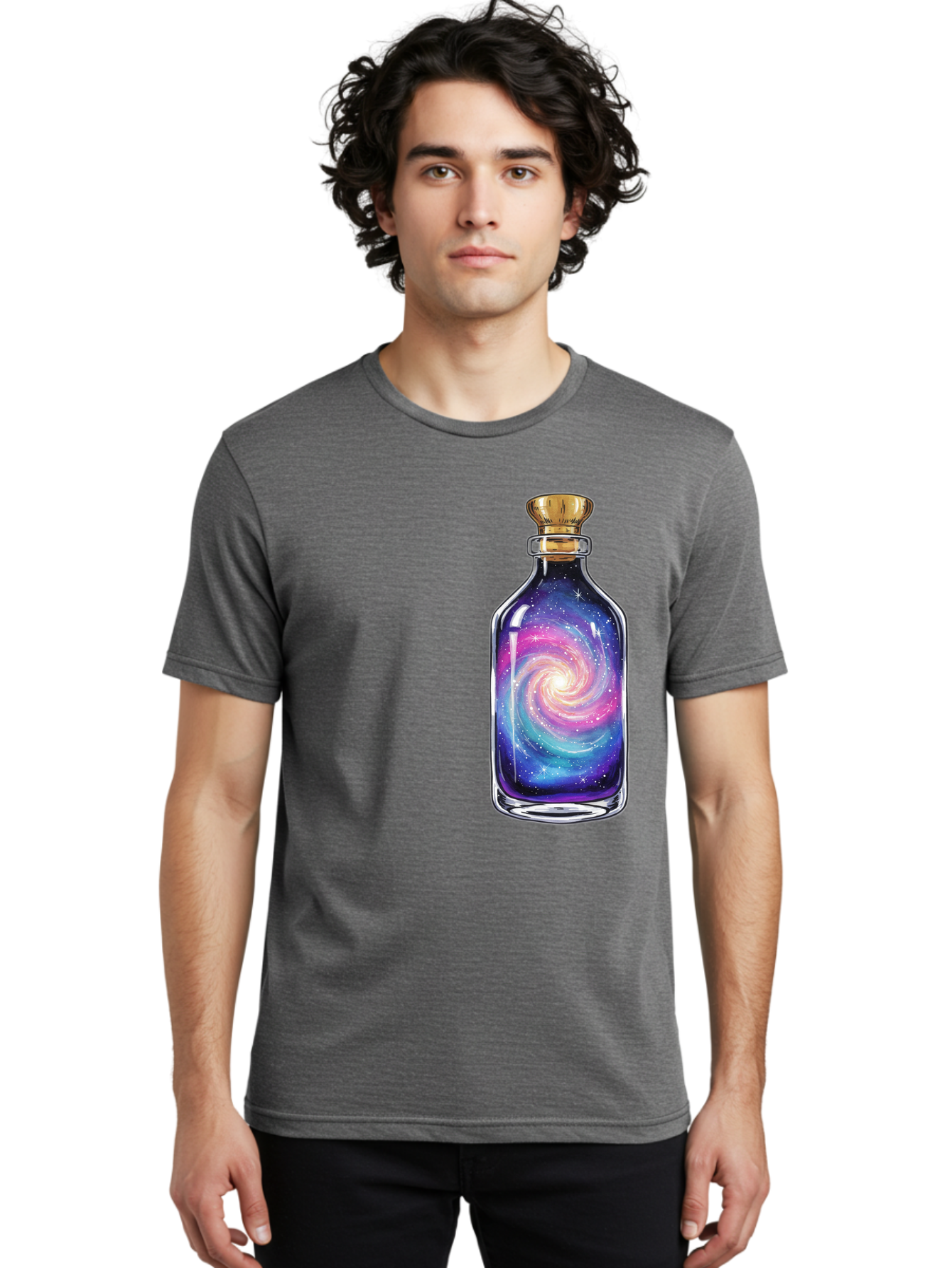 Galaxy-In-Bottle-21 Men'S Graphic Tee, 100% Cotton, Comfortable Casual Summer Wear, Machine Washable, Vintage Camera, Old Camera, Antique Camera, Black Camera, Classic Photography, Photography Equipment, Nostalgic Device, Film Camera, Baj033