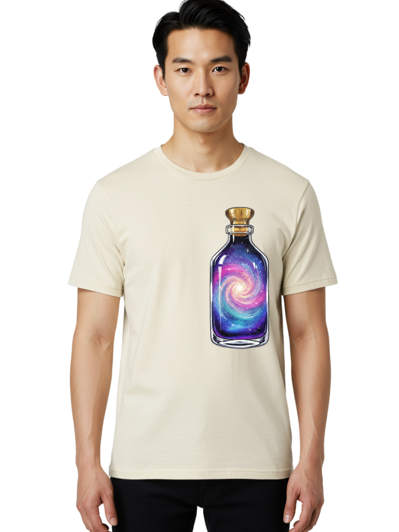 Galaxy-In-Bottle-21 Men'S Graphic Tee, 100% Cotton, Comfortable Casual Summer Wear, Machine Washable, Vintage Camera, Old Camera, Antique Camera, Black Camera, Classic Photography, Photography Equipment, Nostalgic Device, Film Camera, Baj033