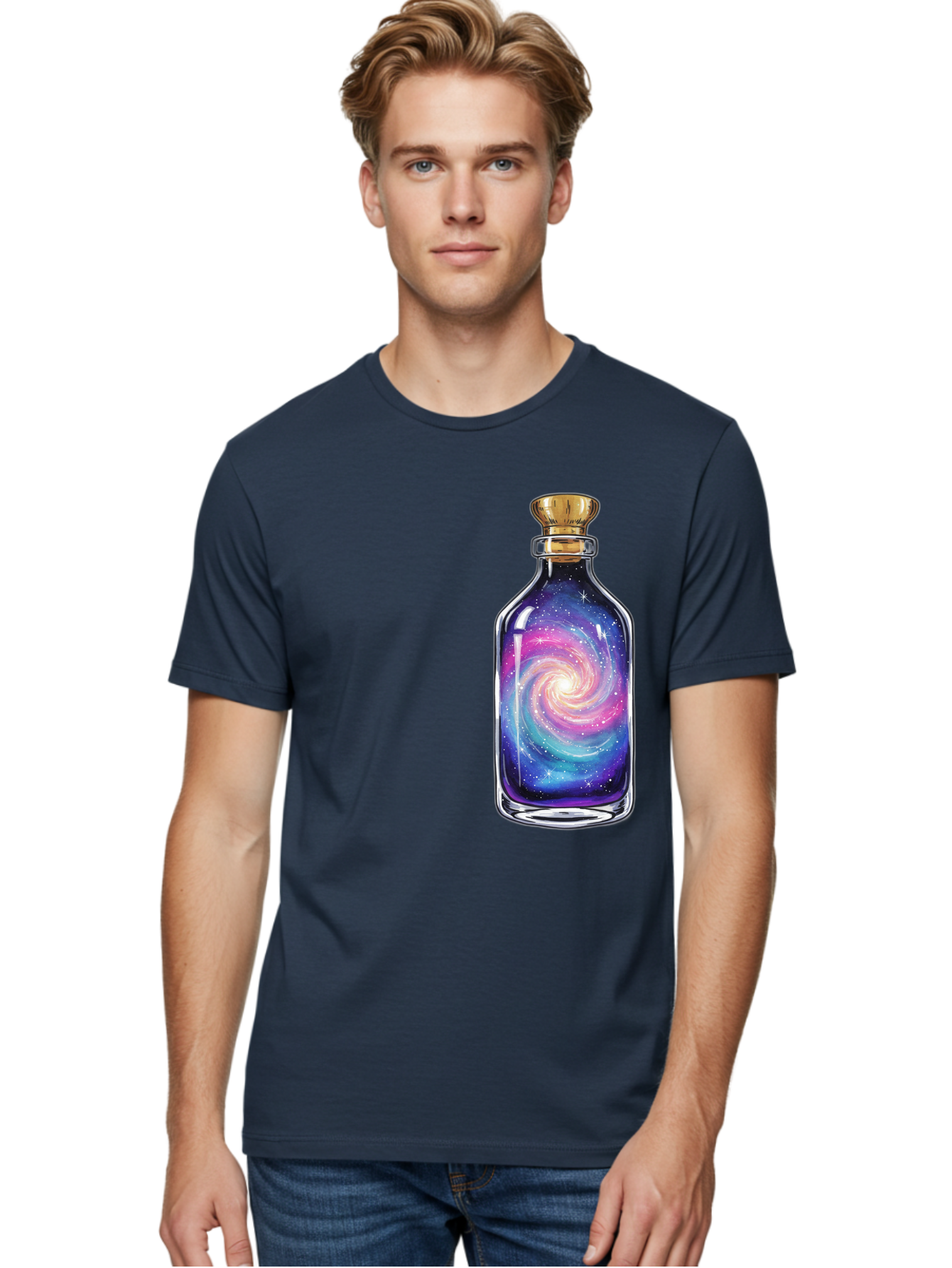 Galaxy-In-Bottle-21 Men'S Graphic Tee, 100% Cotton, Comfortable Casual Summer Wear, Machine Washable, Vintage Camera, Old Camera, Antique Camera, Black Camera, Classic Photography, Photography Equipment, Nostalgic Device, Film Camera, Baj033
