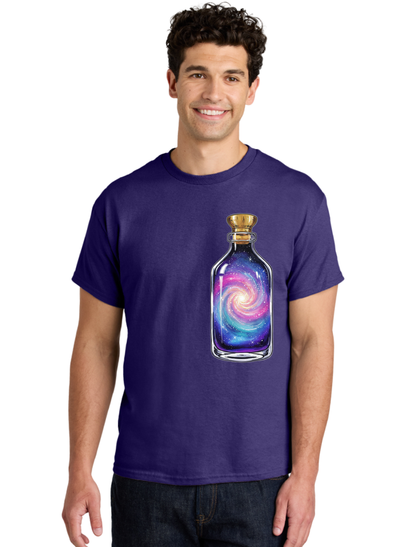 Galaxy-In-Bottle-21 Men'S Graphic Tee, 100% Cotton, Comfortable Casual Summer Wear, Machine Washable, Vintage Camera, Old Camera, Antique Camera, Black Camera, Classic Photography, Photography Equipment, Nostalgic Device, Film Camera, Baj033