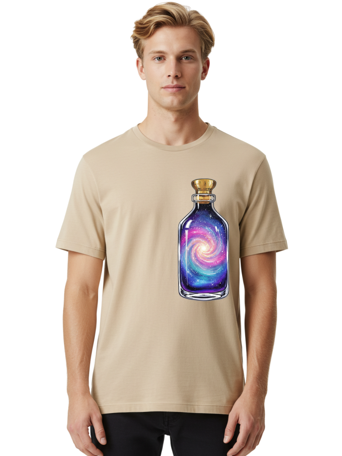Galaxy-In-Bottle-21 Men'S Graphic Tee, 100% Cotton, Comfortable Casual Summer Wear, Machine Washable, Vintage Camera, Old Camera, Antique Camera, Black Camera, Classic Photography, Photography Equipment, Nostalgic Device, Film Camera, Baj033