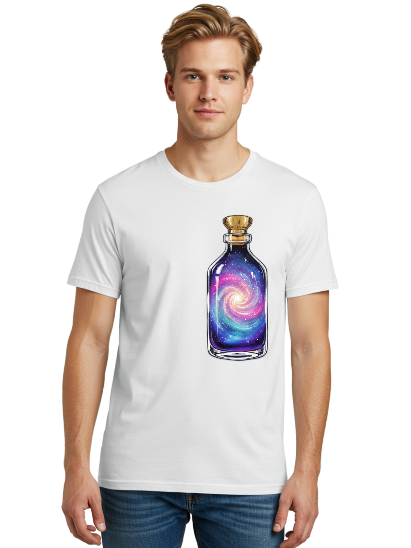 Galaxy-In-Bottle-21 Men'S Graphic Tee, 100% Cotton, Comfortable Casual Summer Wear, Machine Washable, Vintage Camera, Old Camera, Antique Camera, Black Camera, Classic Photography, Photography Equipment, Nostalgic Device, Film Camera, Baj033