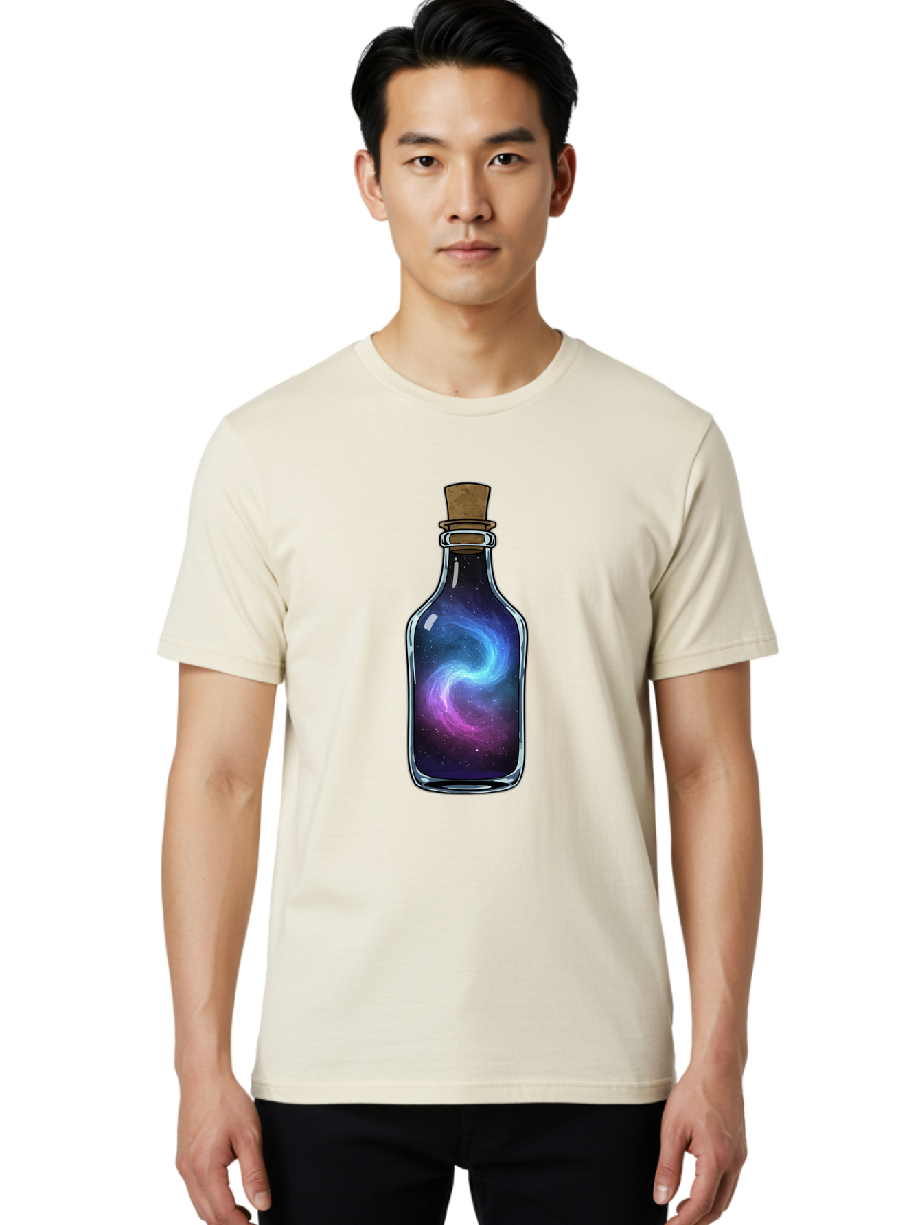 Galaxy-In-Bottle-22 Men'S Graphic Tee, 100% Cotton, Comfortable Casual Summer Wear, Machine Washable, Vintage Camera, Old Camera, Antique Camera, Black Camera, Classic Photography, Photography Equipment, Nostalgic Device, Film Camera, Baj034