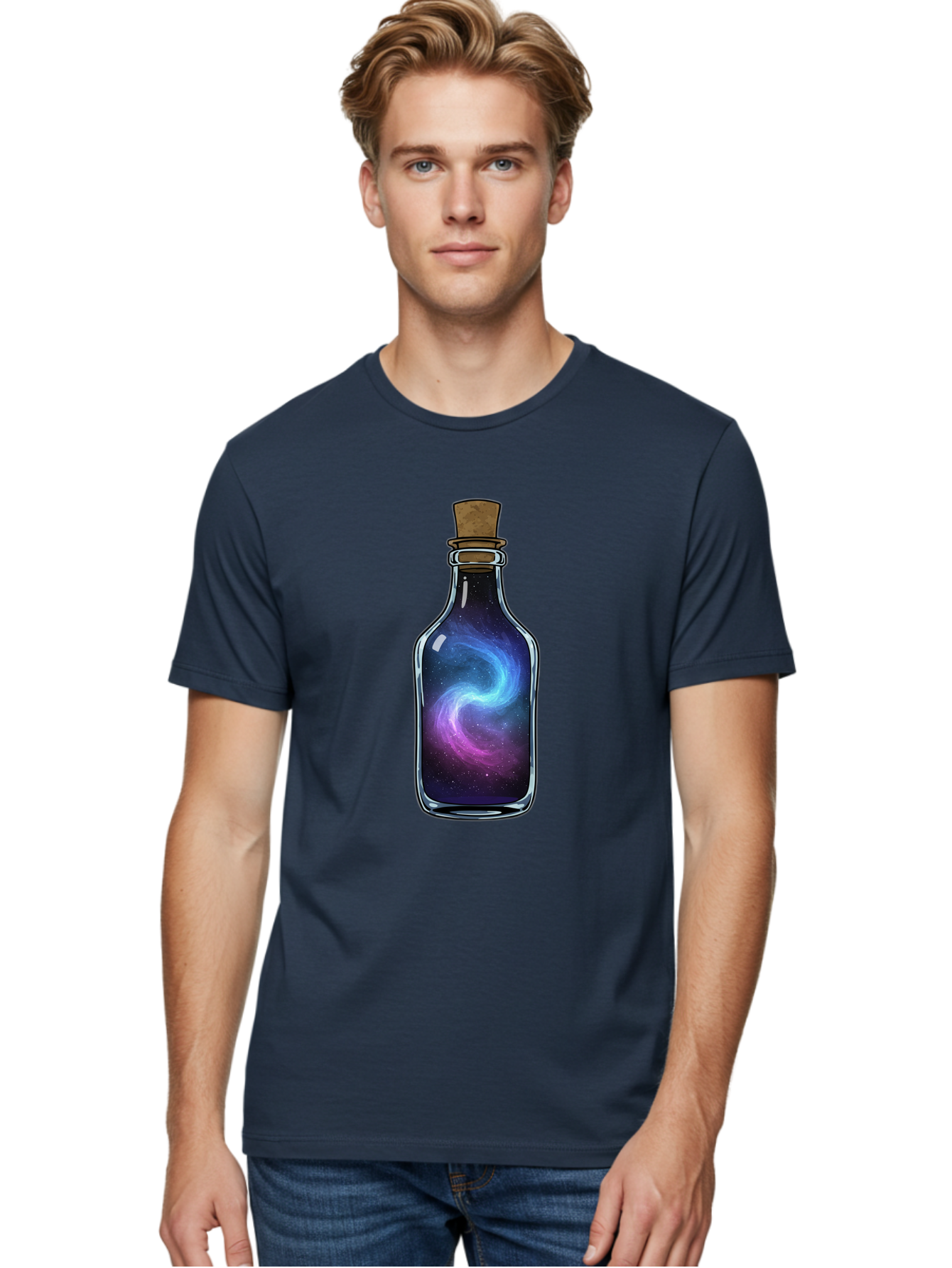 Galaxy-In-Bottle-22 Men'S Graphic Tee, 100% Cotton, Comfortable Casual Summer Wear, Machine Washable, Vintage Camera, Old Camera, Antique Camera, Black Camera, Classic Photography, Photography Equipment, Nostalgic Device, Film Camera, Baj034