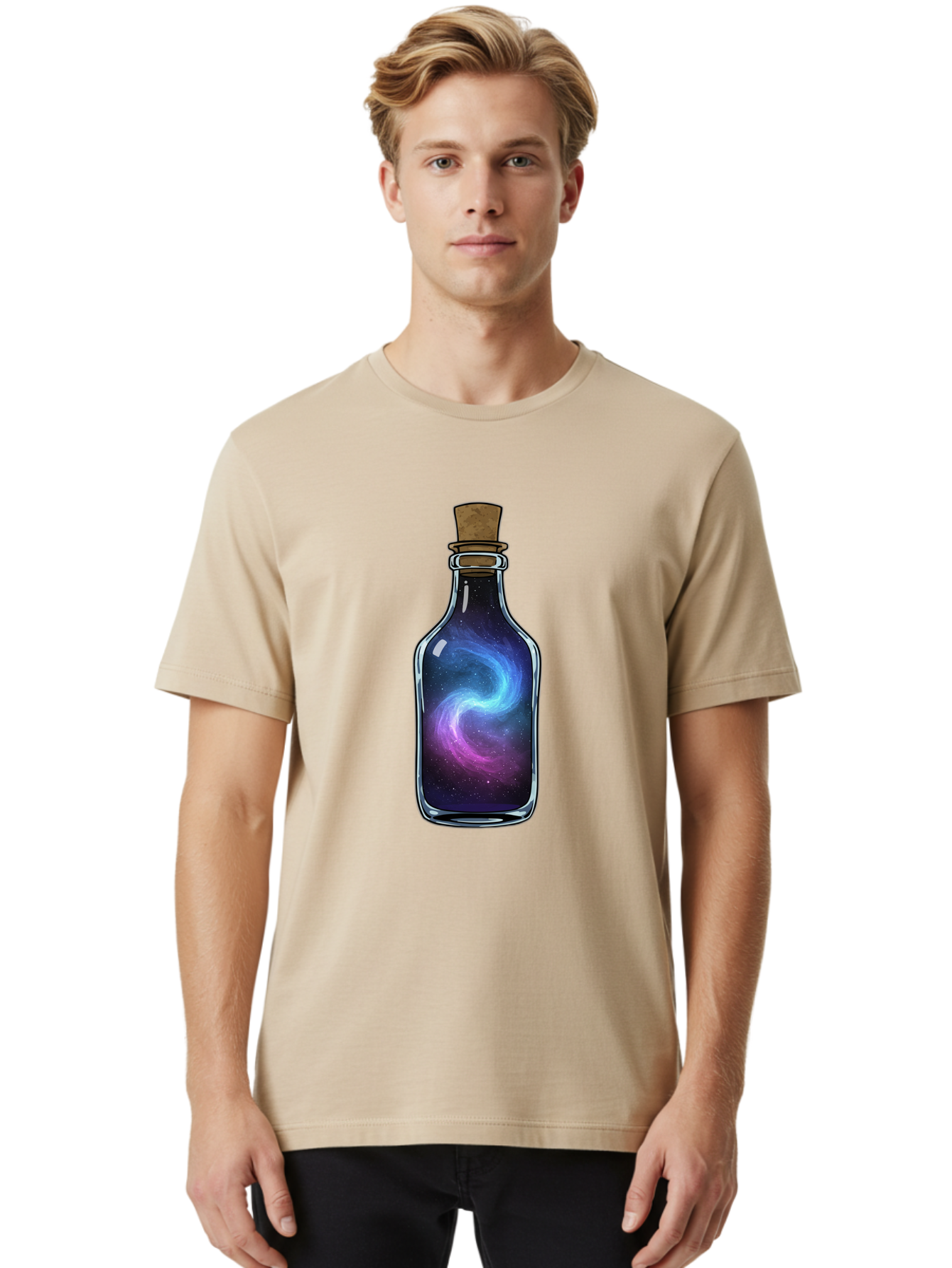 Galaxy-In-Bottle-22 Men'S Graphic Tee, 100% Cotton, Comfortable Casual Summer Wear, Machine Washable, Vintage Camera, Old Camera, Antique Camera, Black Camera, Classic Photography, Photography Equipment, Nostalgic Device, Film Camera, Baj034