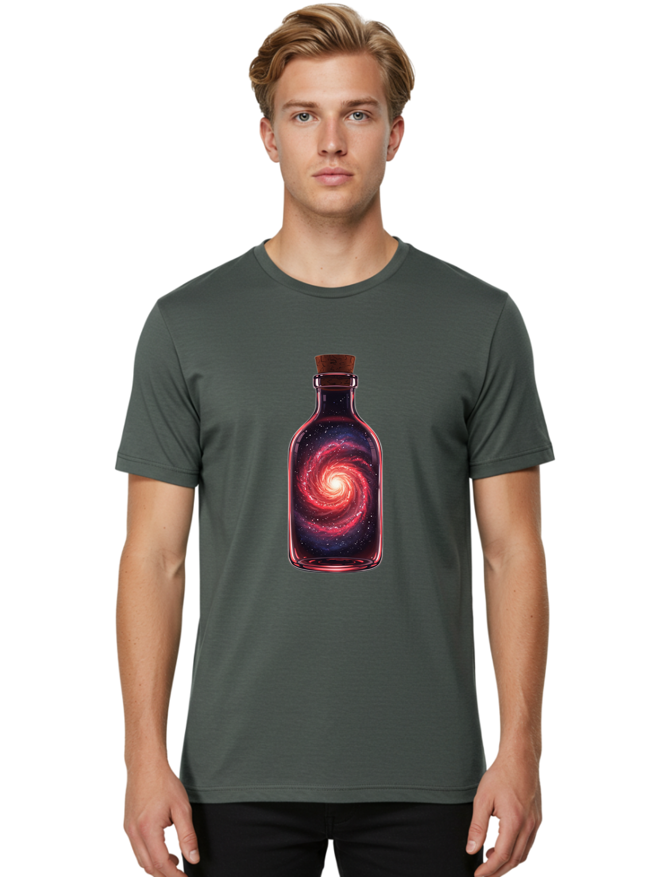 Galaxy-In-Bottle-23 Men'S Graphic Tee, 100% Cotton, Comfortable Casual Summer Wear, Machine Washable, Vintage Camera, Old Camera, Antique Camera, Black Camera, Classic Photography, Photography Equipment, Nostalgic Device, Film Camera, Baj035