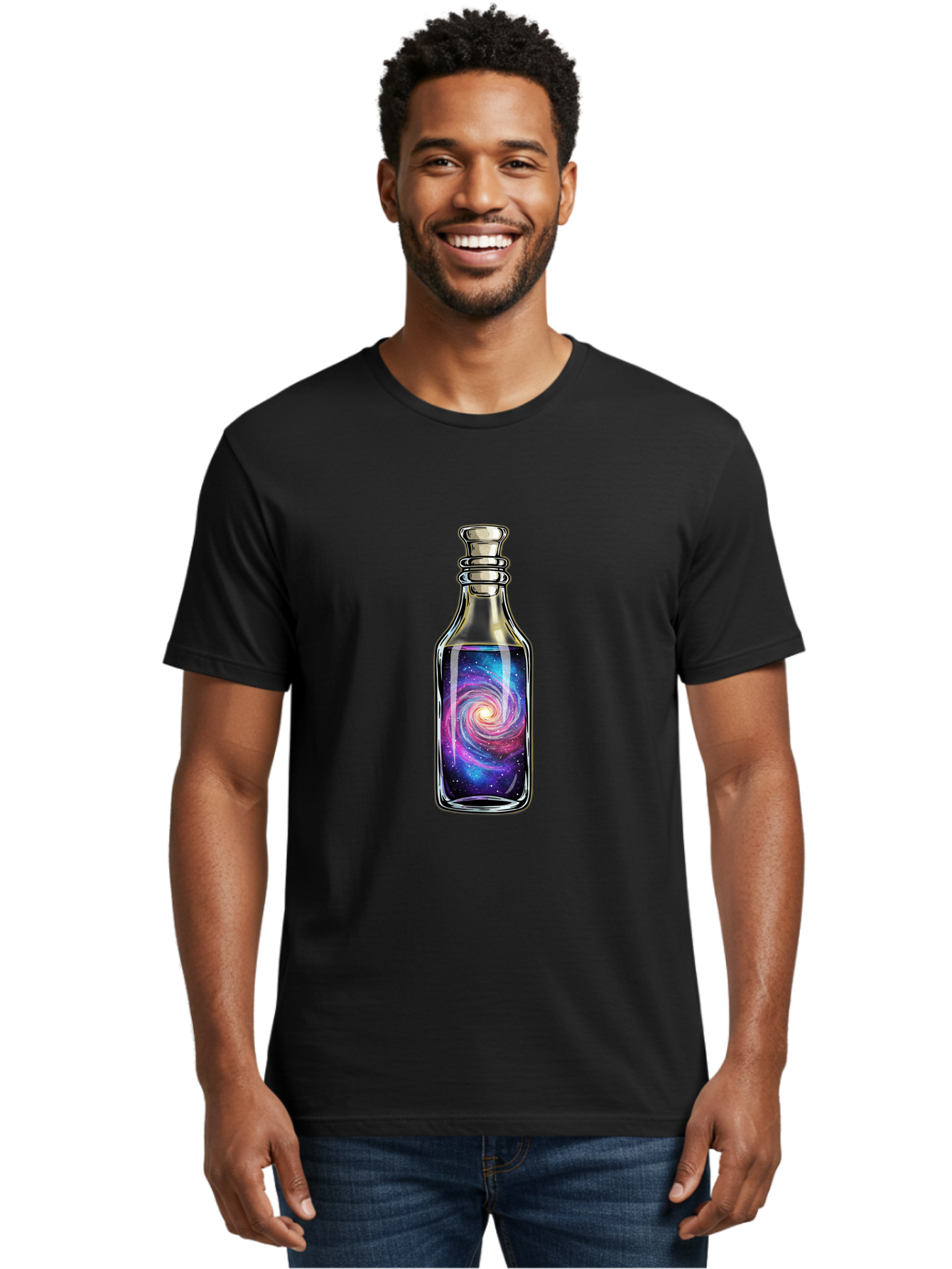 Galaxy-In-Bottle-24 Men'S Graphic Tee, 100% Cotton, Comfortable Casual Summer Wear, Machine Washable, Vintage Camera, Old Camera, Antique Camera, Black Camera, Classic Photography, Photography Equipment, Nostalgic Device, Film Camera, Baj036