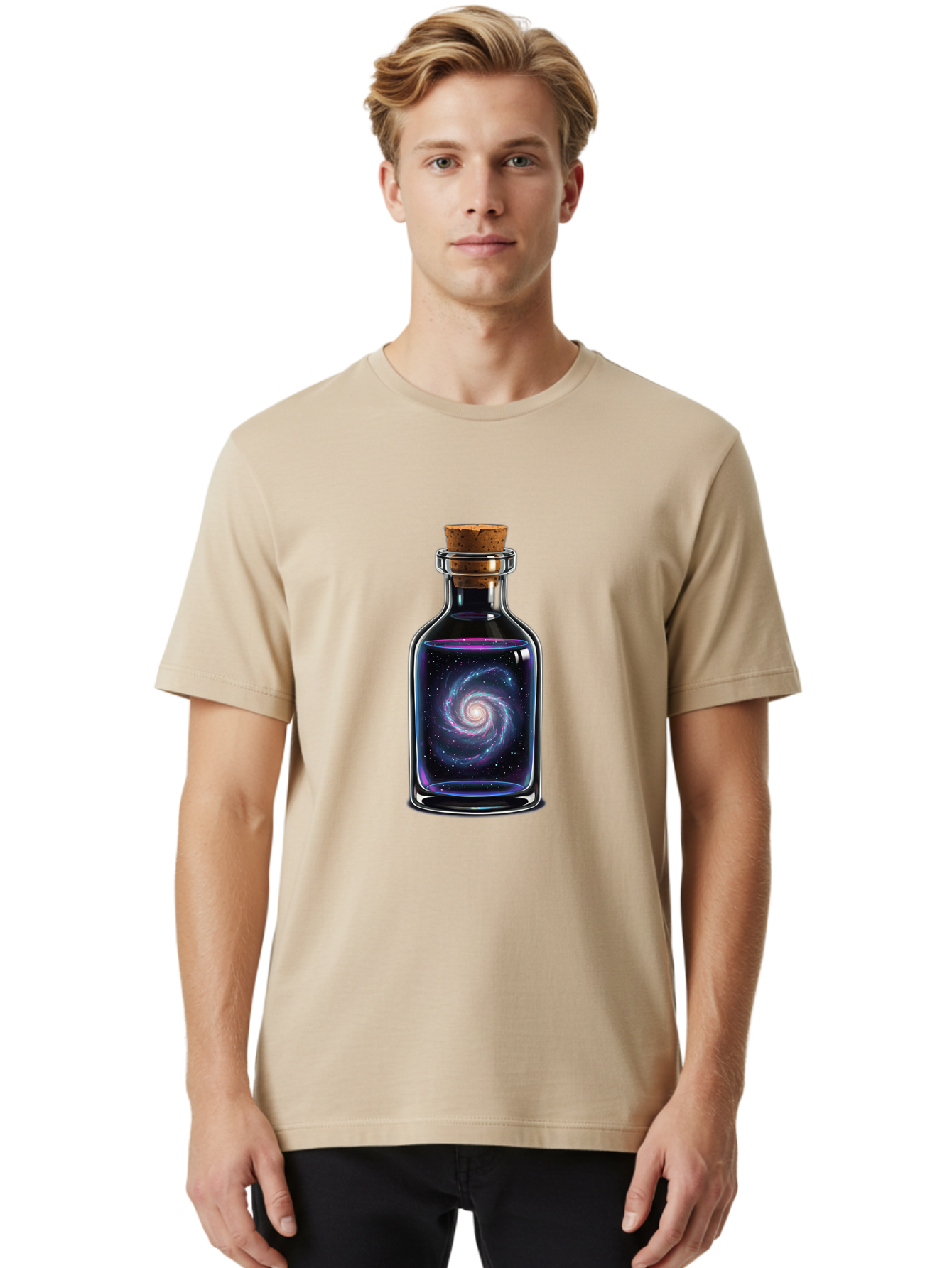 Galaxy-In-Bottle-25 Men'S Graphic Tee, 100% Cotton, Comfortable Casual Summer Wear, Machine Washable, Vintage Camera, Old Camera, Antique Camera, Black Camera, Classic Photography, Photography Equipment, Nostalgic Device, Film Camera, Baj037