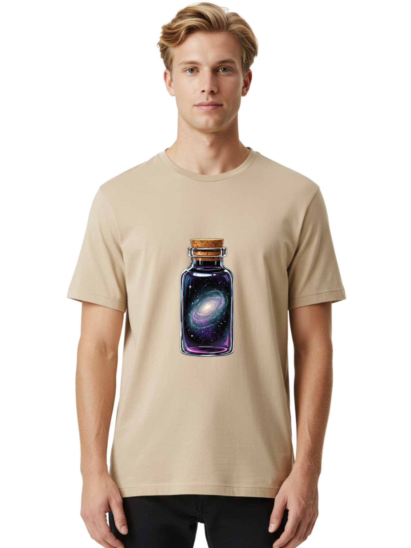 Galaxy-In-Bottle-27 Men'S Graphic Tee, 100% Cotton, Comfortable Casual Summer Wear, Machine Washable, Vintage Camera, Old Camera, Antique Camera, Black Camera, Classic Photography, Photography Equipment, Nostalgic Device, Film Camera, Baj039