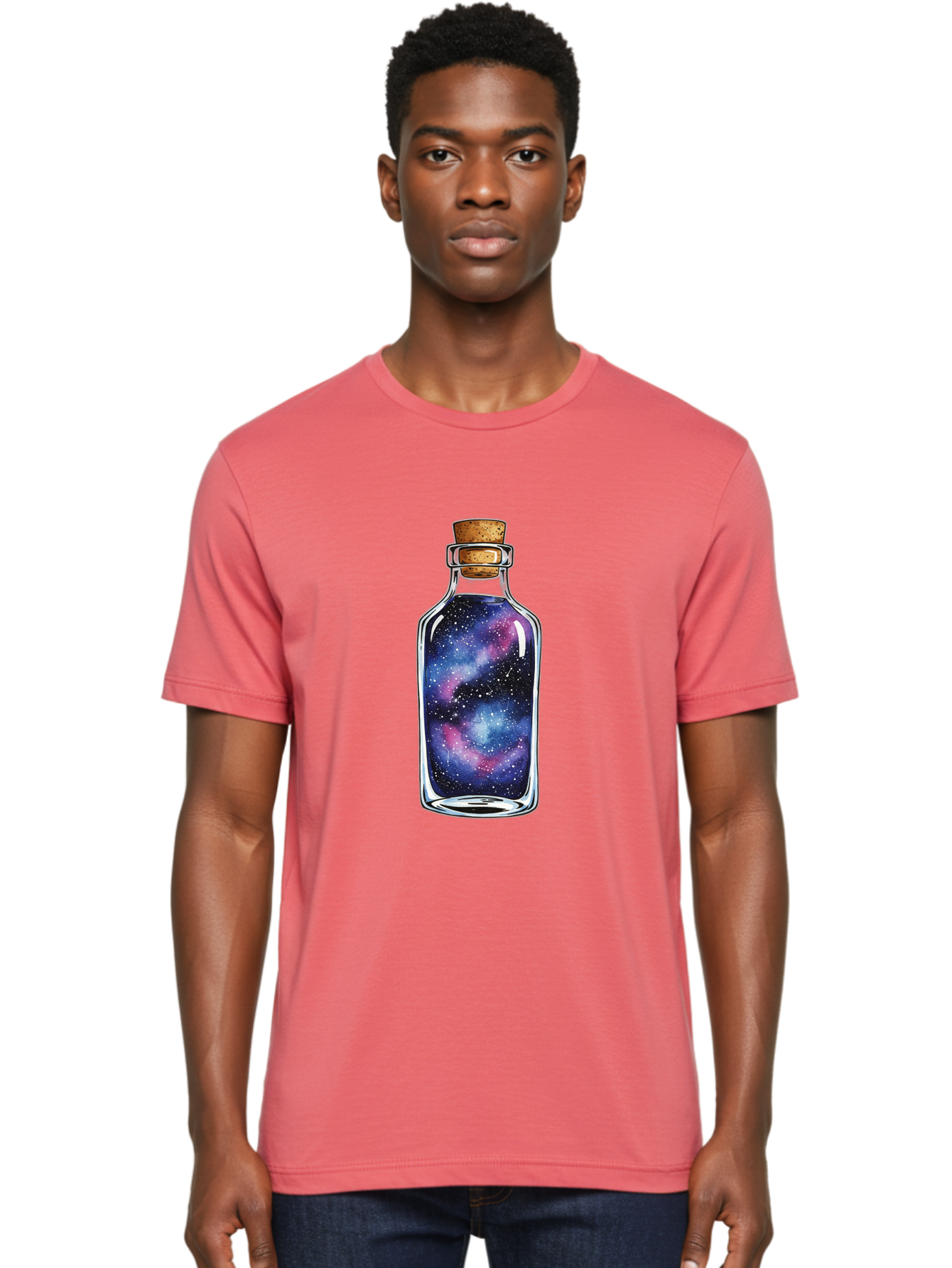 Galaxy-In-Bottle-4 Men'S Graphic Tee, 100% Cotton, Comfortable Casual Summer Wear, Machine Washable, Vintage Camera, Old Camera, Antique Camera, Black Camera, Classic Photography, Photography Equipment, Nostalgic Device, Film Camera, Baj042