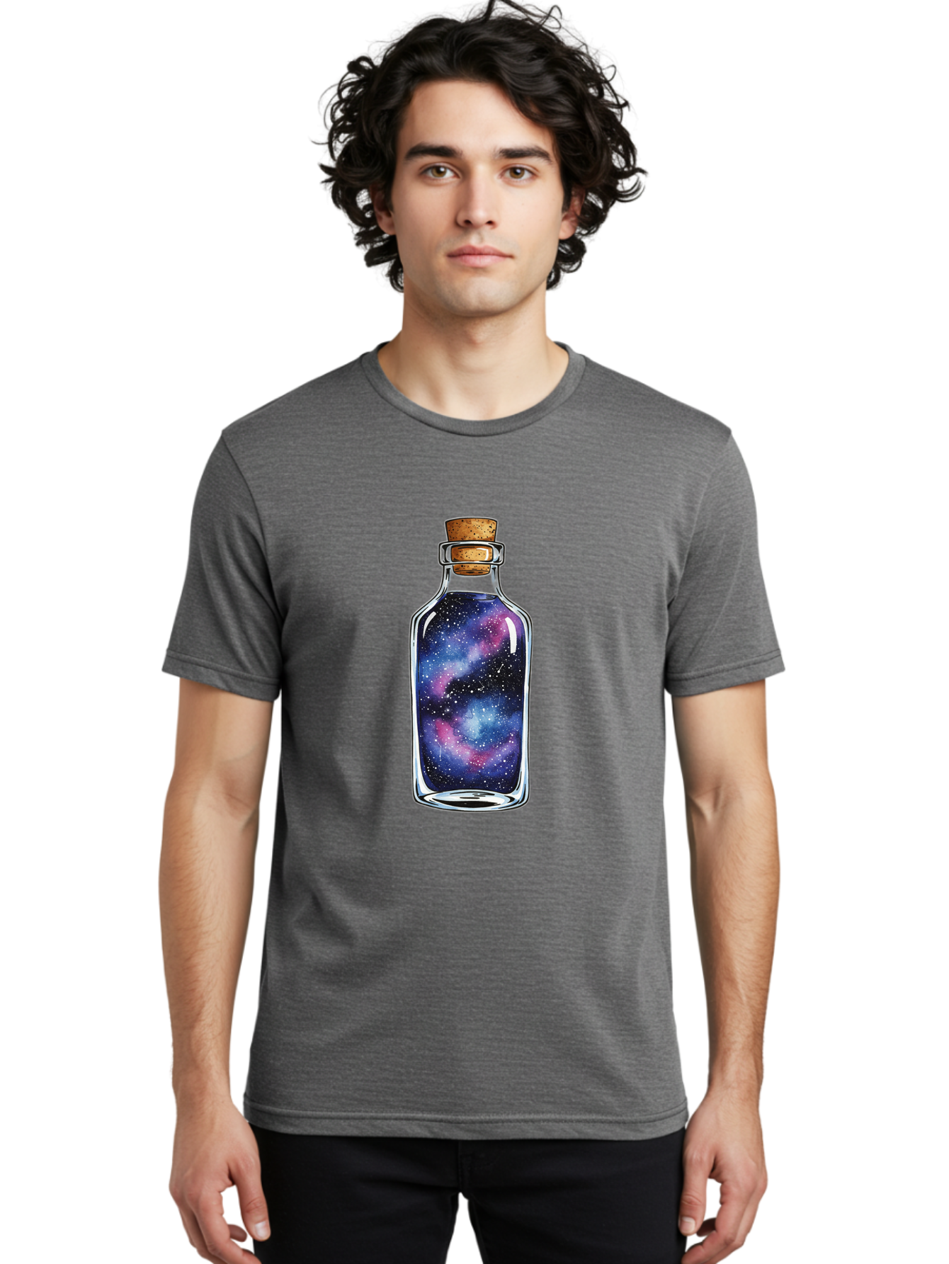 Galaxy-In-Bottle-4 Men'S Graphic Tee, 100% Cotton, Comfortable Casual Summer Wear, Machine Washable, Vintage Camera, Old Camera, Antique Camera, Black Camera, Classic Photography, Photography Equipment, Nostalgic Device, Film Camera, Baj042