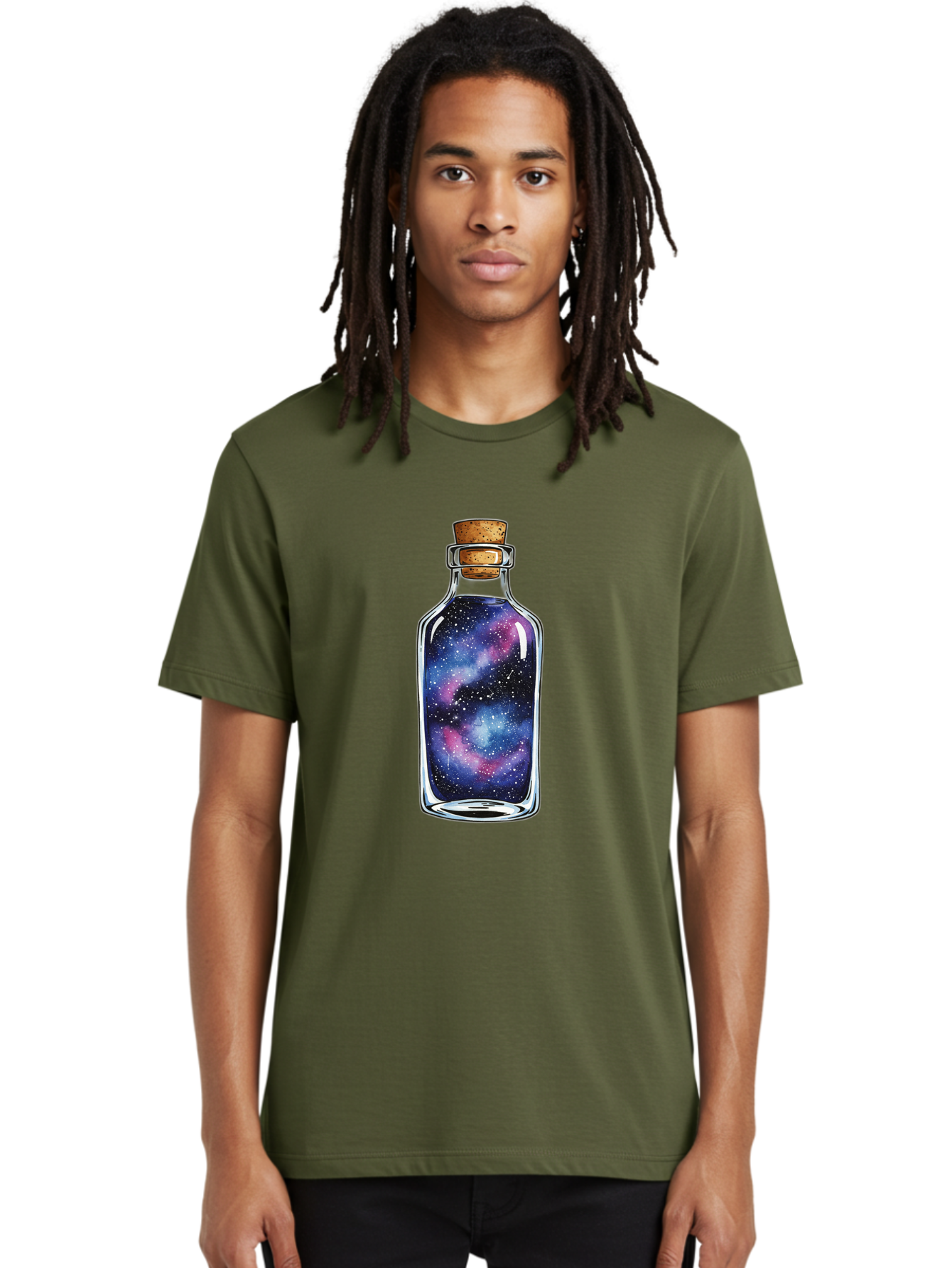 Galaxy-In-Bottle-4 Men'S Graphic Tee, 100% Cotton, Comfortable Casual Summer Wear, Machine Washable, Vintage Camera, Old Camera, Antique Camera, Black Camera, Classic Photography, Photography Equipment, Nostalgic Device, Film Camera, Baj042