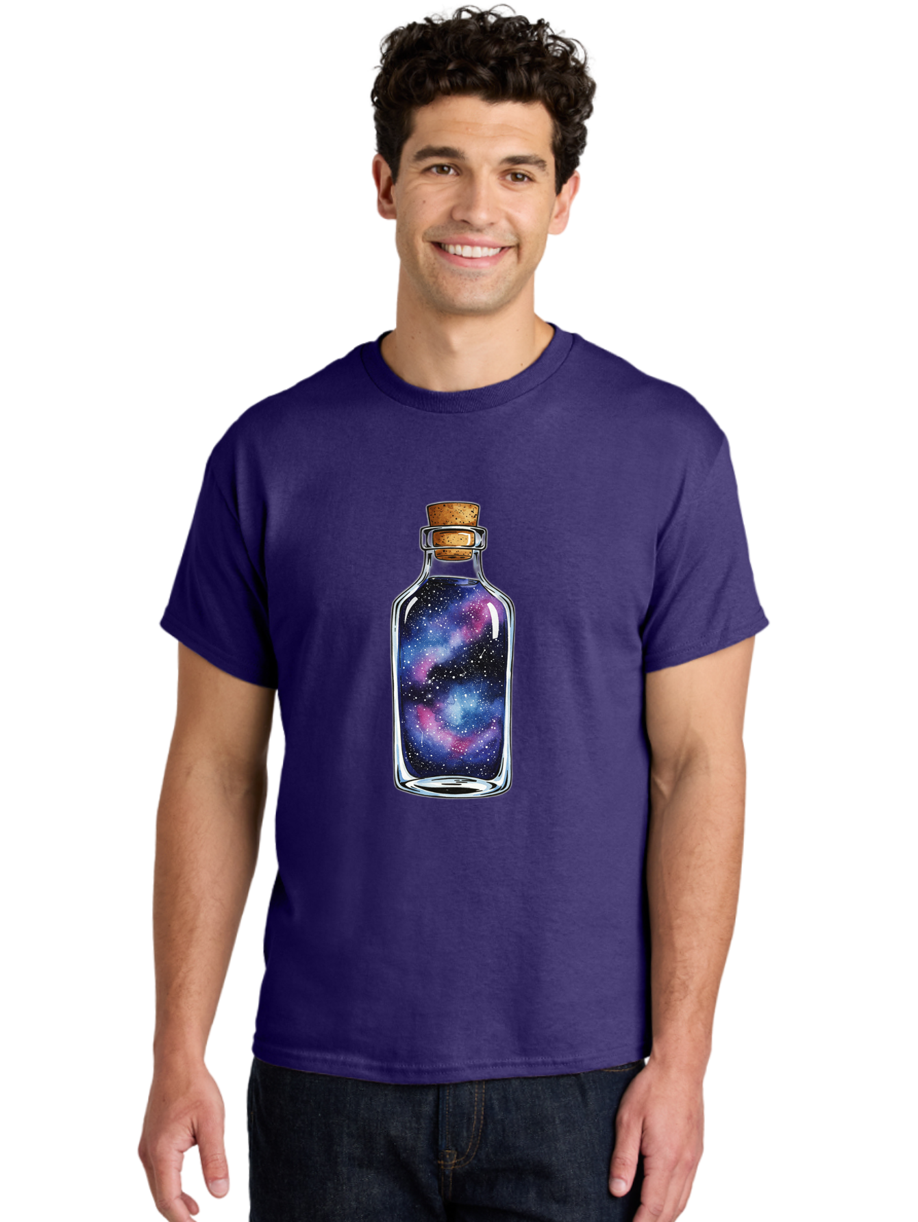 Galaxy-In-Bottle-4 Men'S Graphic Tee, 100% Cotton, Comfortable Casual Summer Wear, Machine Washable, Vintage Camera, Old Camera, Antique Camera, Black Camera, Classic Photography, Photography Equipment, Nostalgic Device, Film Camera, Baj042