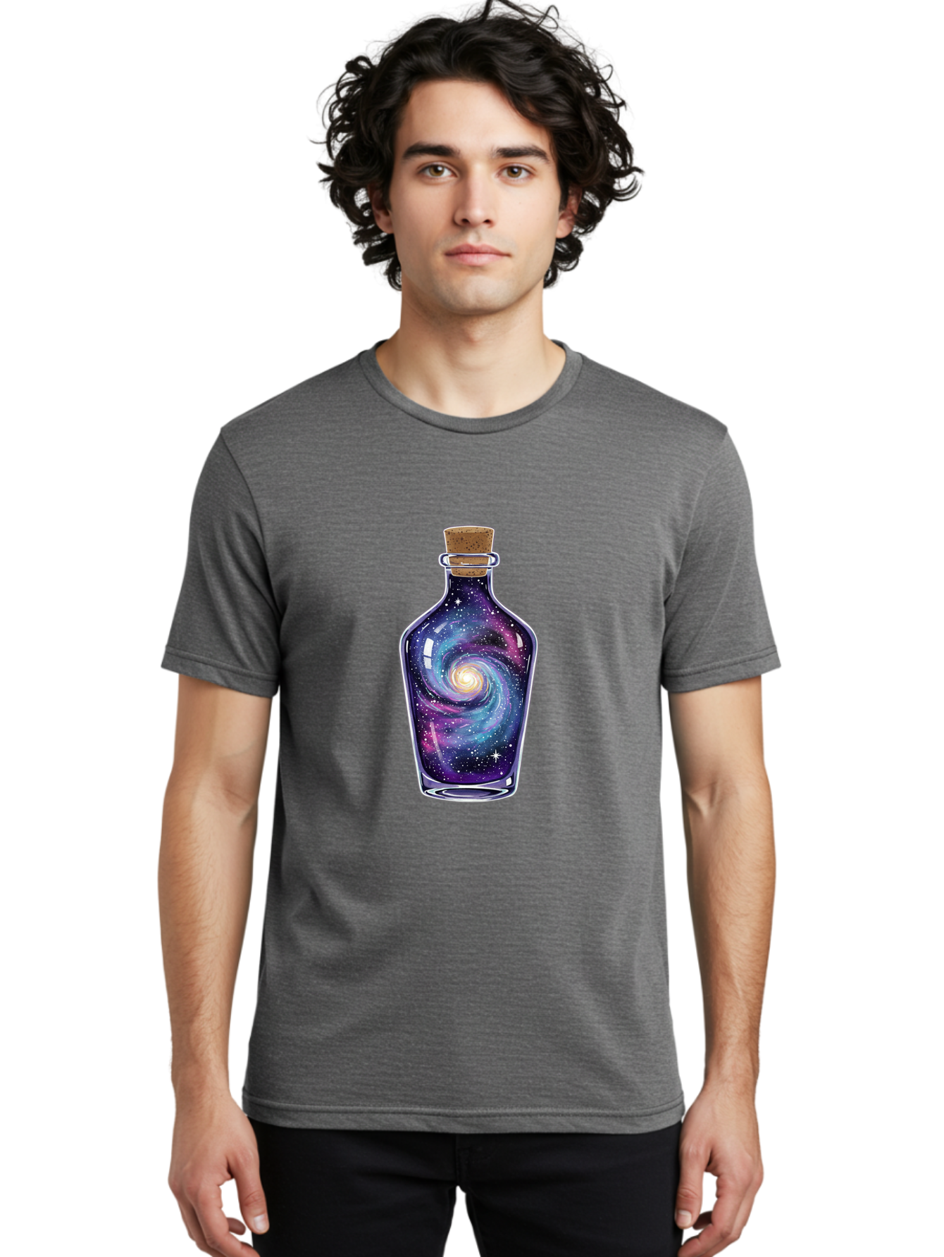 Galaxy-In-Bottle-6 Men'S Graphic Tee, 100% Cotton, Comfortable Casual Summer Wear, Machine Washable, Vintage Camera, Old Camera, Antique Camera, Black Camera, Classic Photography, Photography Equipment, Nostalgic Device, Film Camera, Baj044