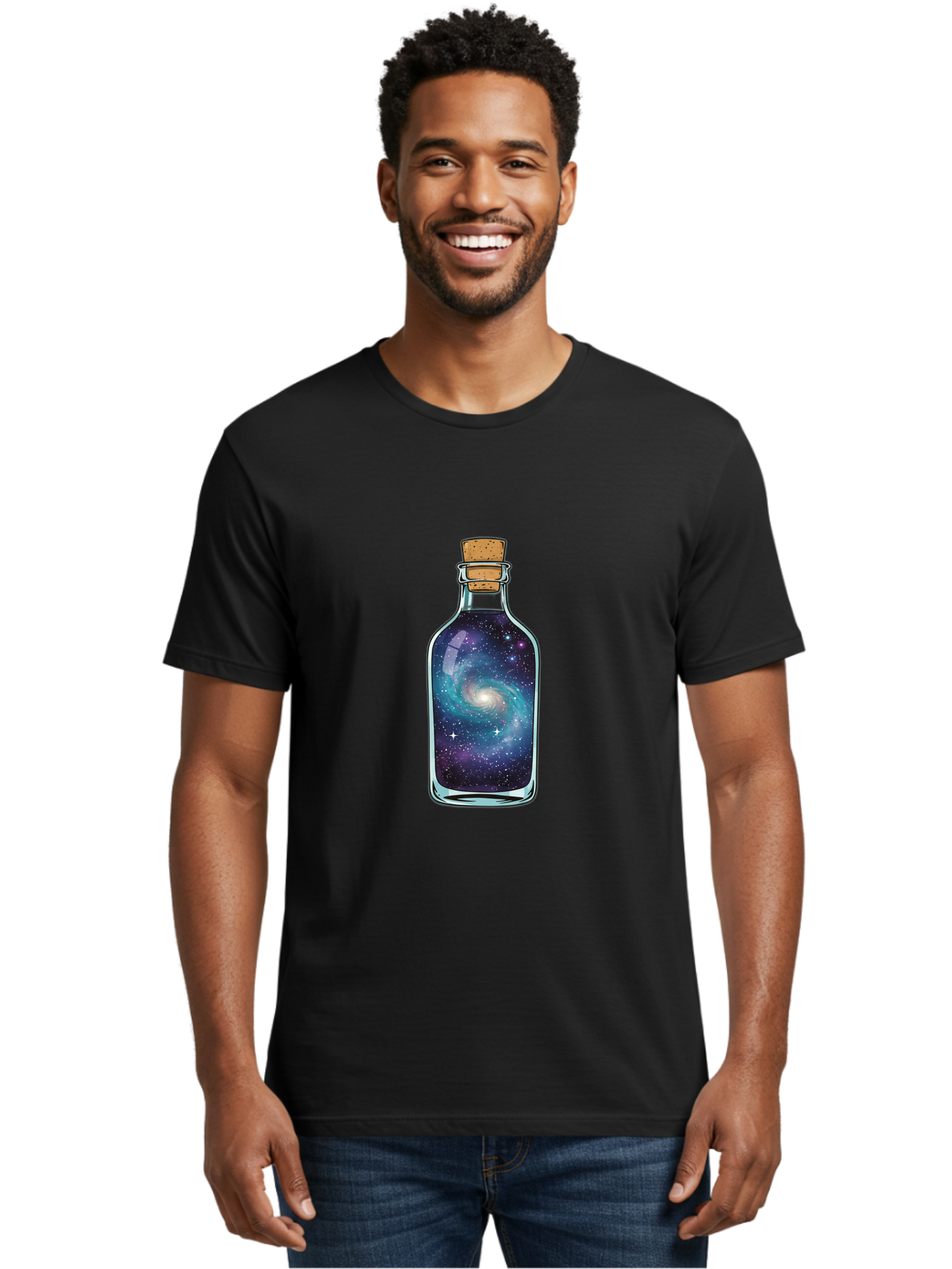 Galaxy-In-Bottle-7 Men'S Graphic Tee, 100% Cotton, Comfortable Casual Summer Wear, Machine Washable, Vintage Camera, Old Camera, Antique Camera, Black Camera, Classic Photography, Photography Equipment, Nostalgic Device, Film Camera, Baj045