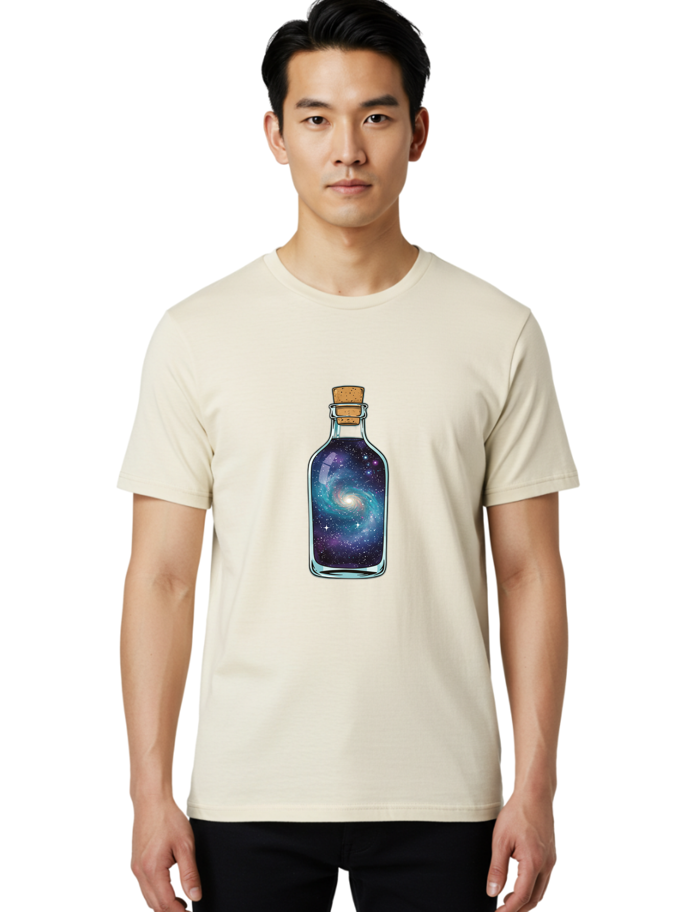 Galaxy-In-Bottle-7 Men'S Graphic Tee, 100% Cotton, Comfortable Casual Summer Wear, Machine Washable, Vintage Camera, Old Camera, Antique Camera, Black Camera, Classic Photography, Photography Equipment, Nostalgic Device, Film Camera, Baj045