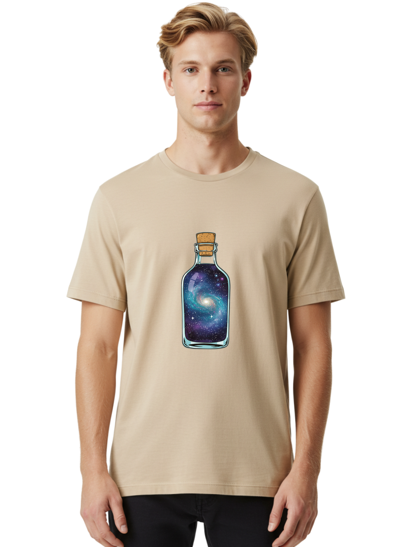 Galaxy-In-Bottle-7 Men'S Graphic Tee, 100% Cotton, Comfortable Casual Summer Wear, Machine Washable, Vintage Camera, Old Camera, Antique Camera, Black Camera, Classic Photography, Photography Equipment, Nostalgic Device, Film Camera, Baj045