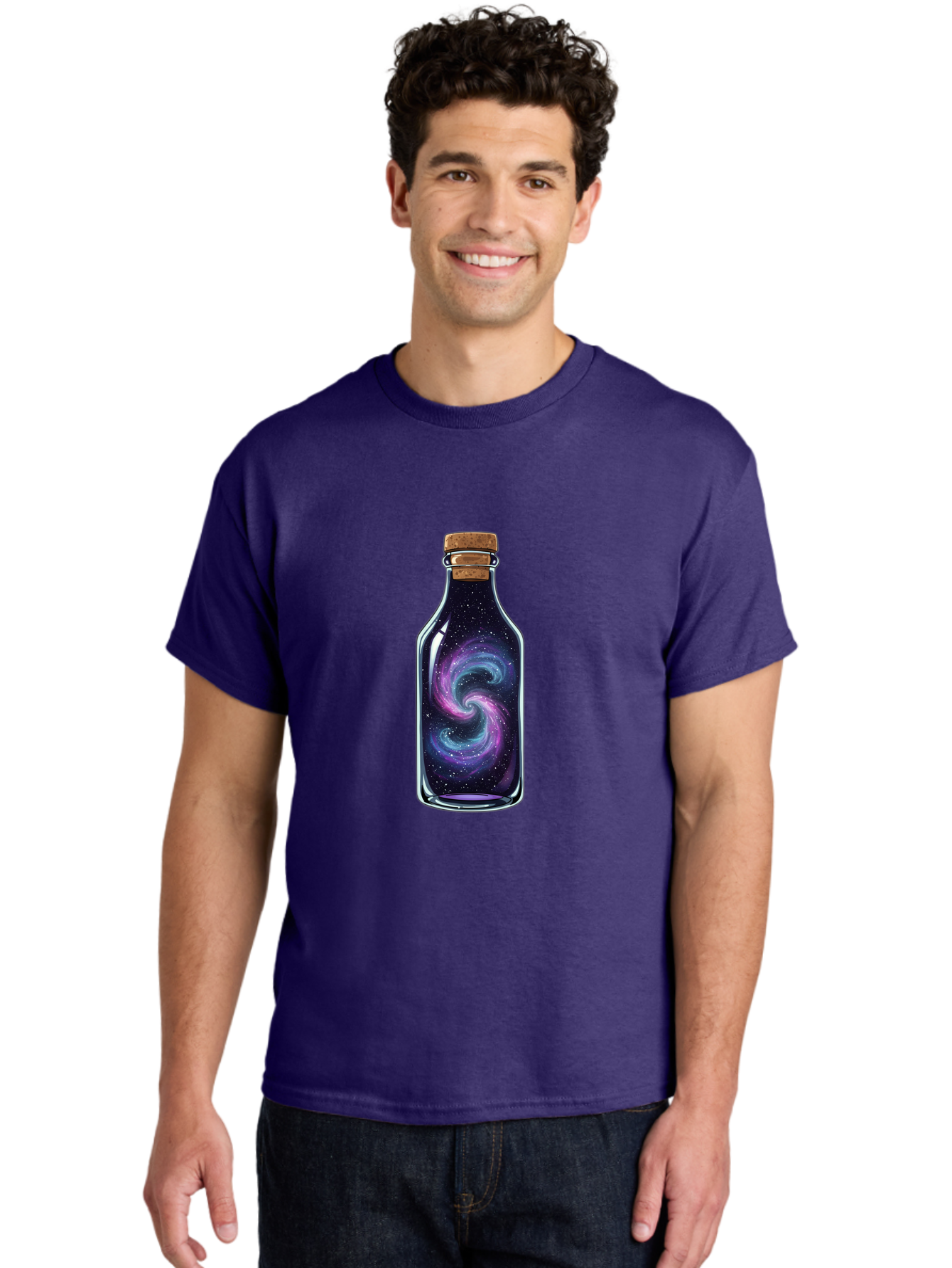 Galaxy-In-Bottle-8 Men'S Graphic Tee, 100% Cotton, Comfortable Casual Summer Wear, Machine Washable, Vintage Camera, Old Camera, Antique Camera, Black Camera, Classic Photography, Photography Equipment, Nostalgic Device, Film Camera, Baj046