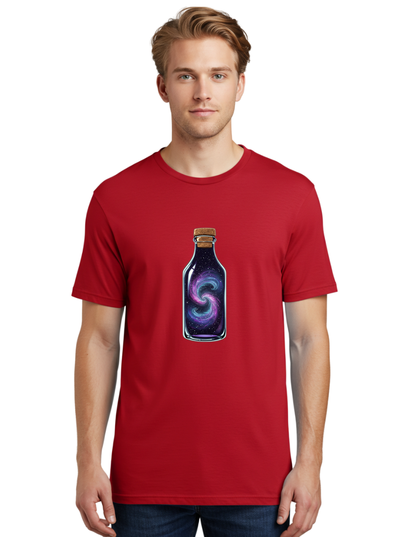 Galaxy-In-Bottle-8 Men'S Graphic Tee, 100% Cotton, Comfortable Casual Summer Wear, Machine Washable, Vintage Camera, Old Camera, Antique Camera, Black Camera, Classic Photography, Photography Equipment, Nostalgic Device, Film Camera, Baj046