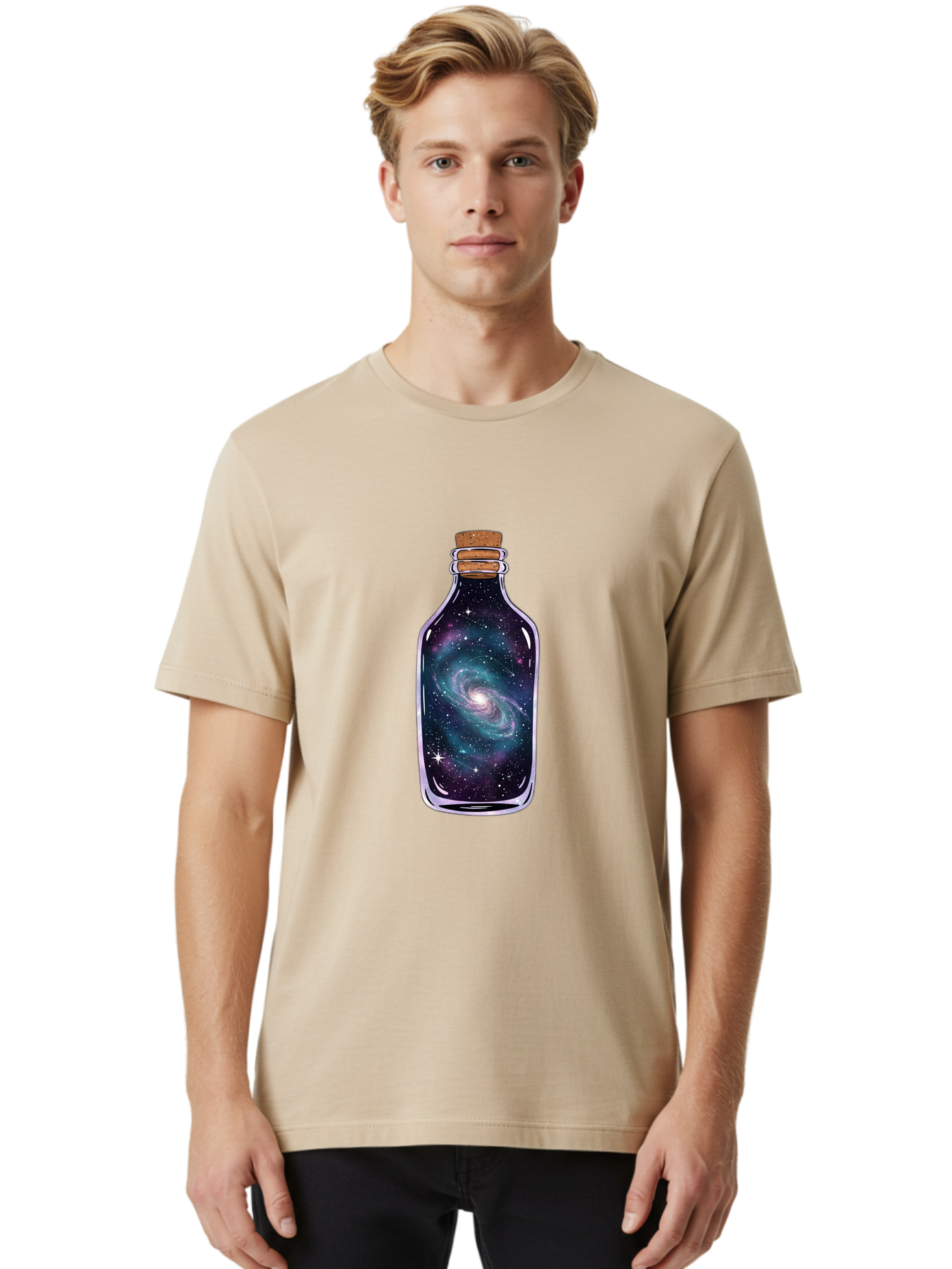 Galaxy-In-Bottle-9 Men'S Graphic Tee, 100% Cotton, Comfortable Casual Summer Wear, Machine Washable, Vintage Camera, Old Camera, Antique Camera, Black Camera, Classic Photography, Photography Equipment, Nostalgic Device, Film Camera, Baj047