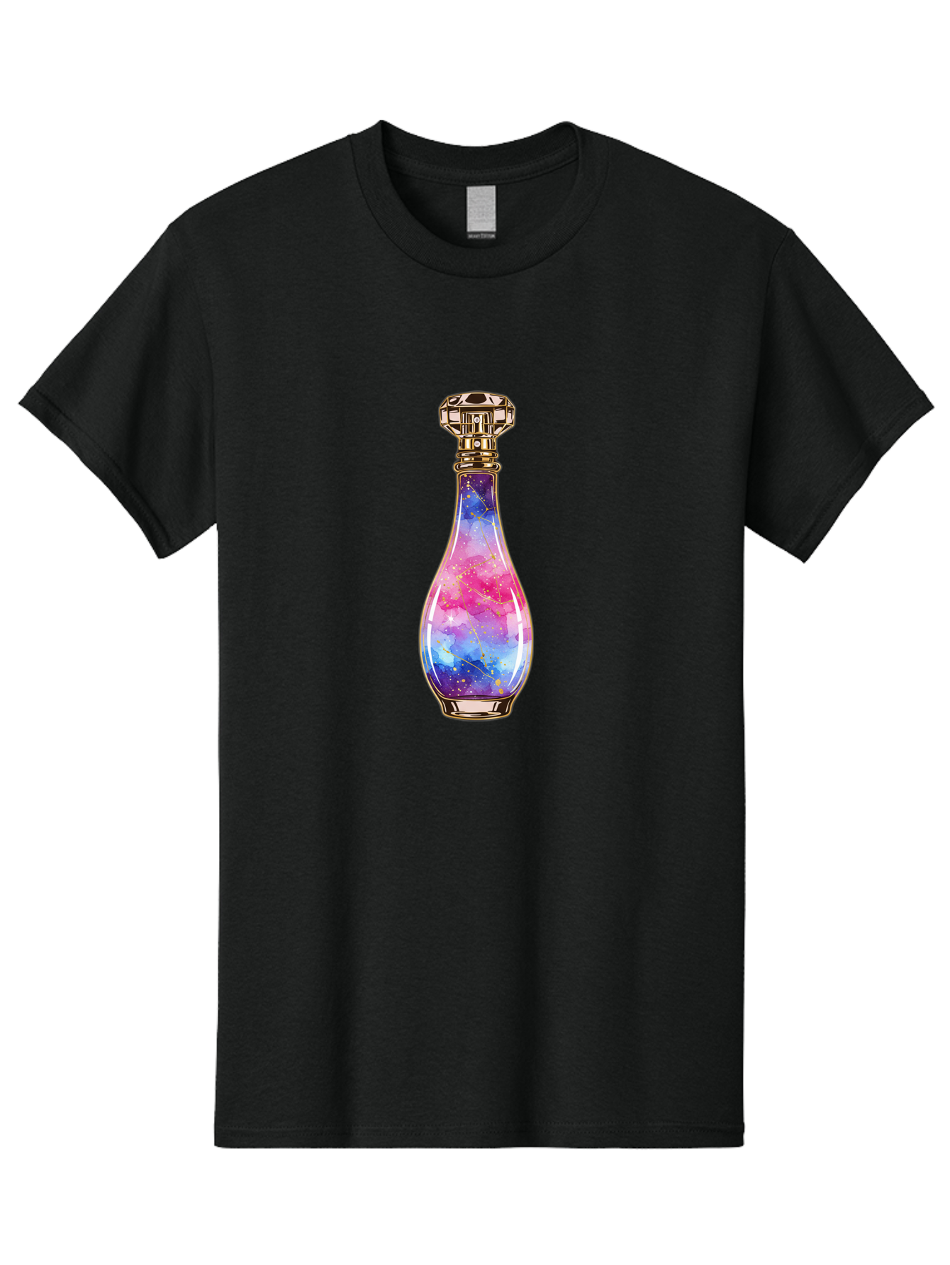 Galaxy-Perfume-Bottle-1 Men'S Graphic Tee, 100% Cotton, Comfortable Casual Summer Wear, Machine Washable, Vintage Camera, Old Camera, Antique Camera, Black Camera, Classic Photography, Photography Equipment, Nostalgic Device, Film Camera, Baj050