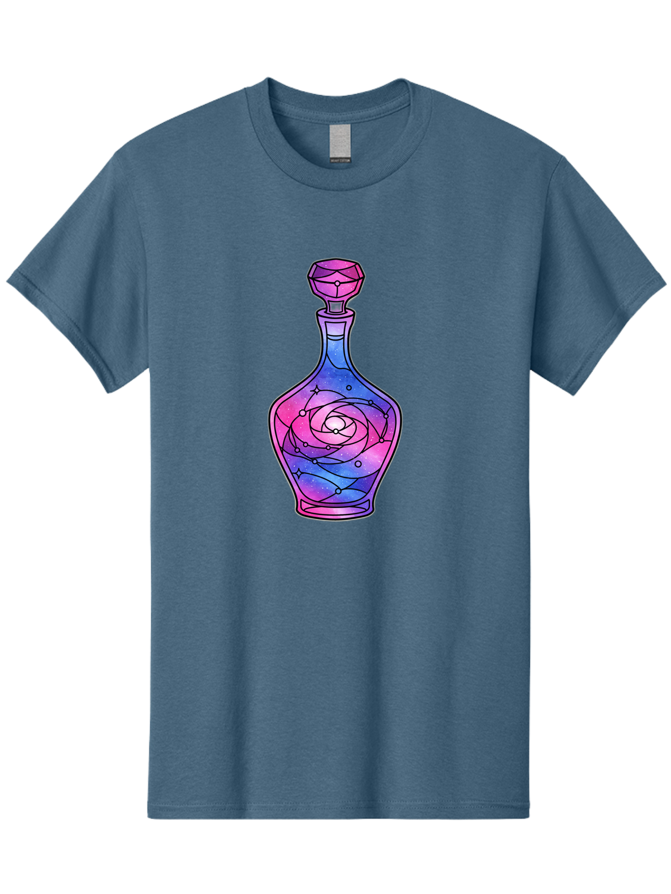 Galaxy-Perfume-Bottle-2 Men'S Graphic Tee, 100% Cotton, Comfortable Casual Summer Wear, Machine Washable, Vintage Camera, Old Camera, Antique Camera, Black Camera, Classic Photography, Photography Equipment, Nostalgic Device, Film Camera, Baj051
