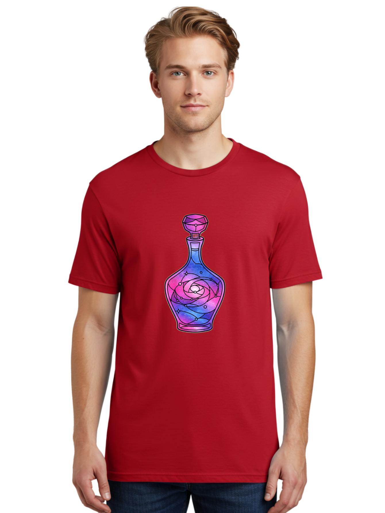 Galaxy-Perfume-Bottle-2 Men'S Graphic Tee, 100% Cotton, Comfortable Casual Summer Wear, Machine Washable, Vintage Camera, Old Camera, Antique Camera, Black Camera, Classic Photography, Photography Equipment, Nostalgic Device, Film Camera, Baj051