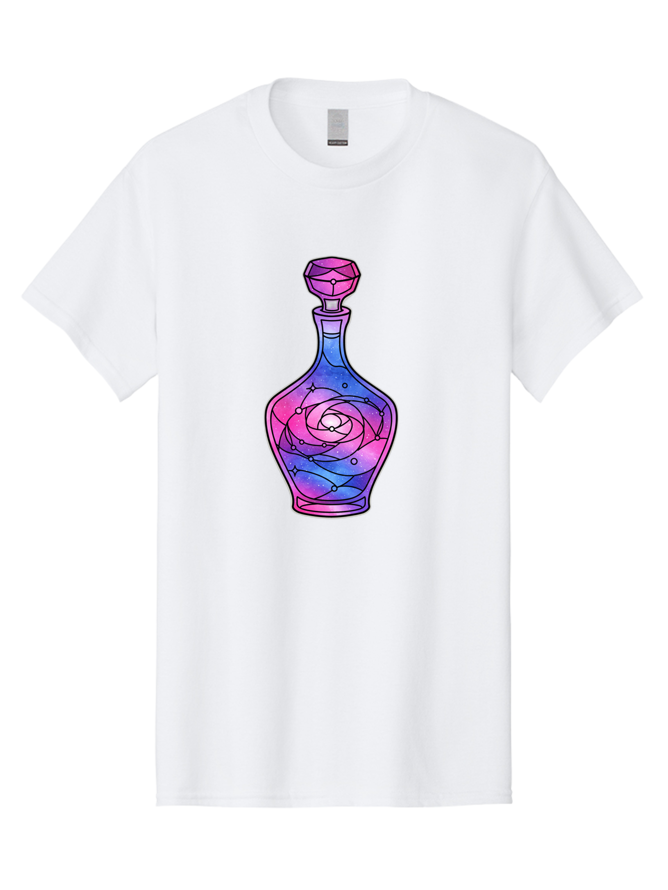 Galaxy-Perfume-Bottle-2 Men'S Graphic Tee, 100% Cotton, Comfortable Casual Summer Wear, Machine Washable, Vintage Camera, Old Camera, Antique Camera, Black Camera, Classic Photography, Photography Equipment, Nostalgic Device, Film Camera, Baj051