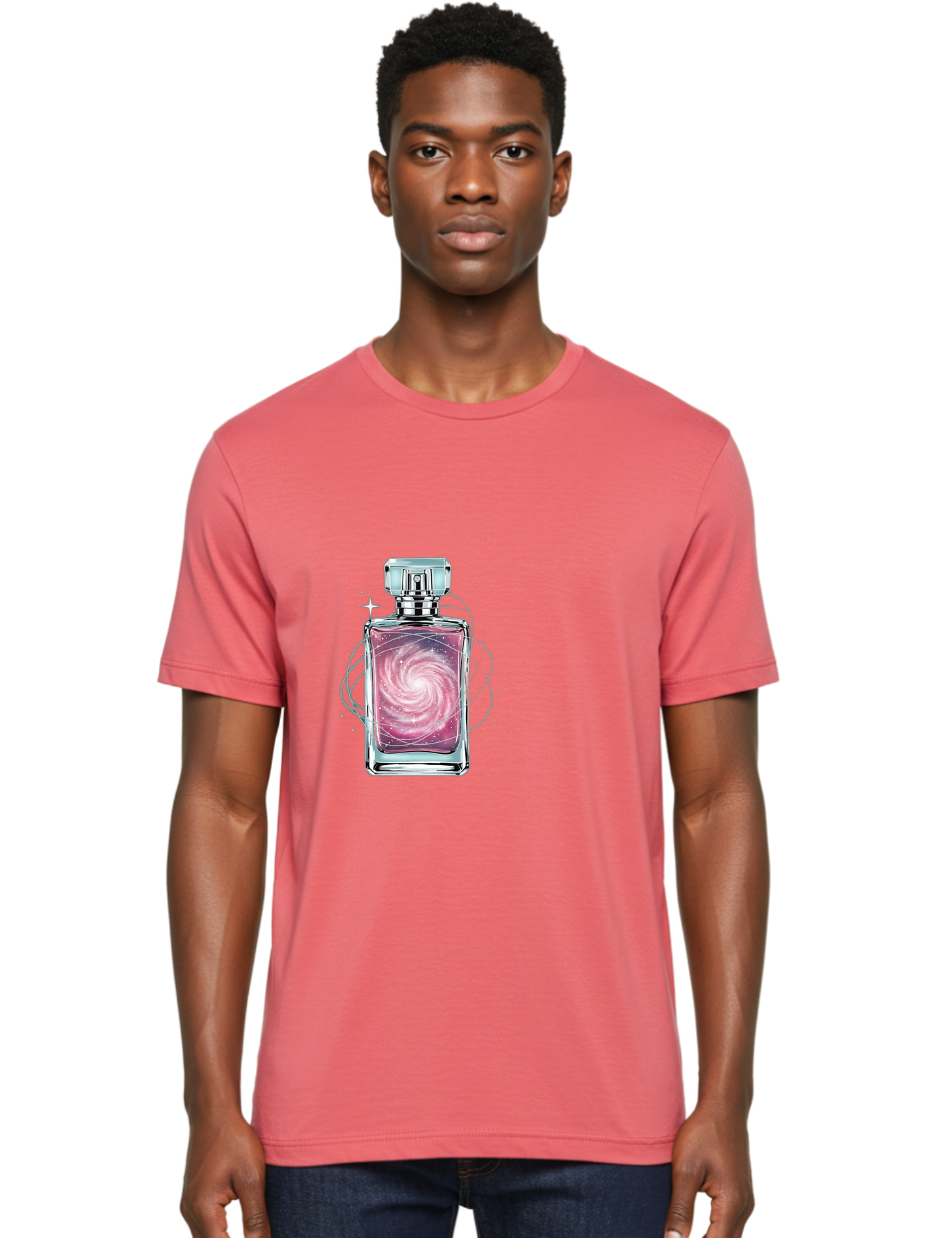 Galaxy-Perfume-Bottle-3 Men'S Graphic Tee, 100% Cotton, Comfortable Casual Summer Wear, Machine Washable, Vintage Camera, Old Camera, Antique Camera, Black Camera, Classic Photography, Photography Equipment, Nostalgic Device, Film Camera, Baj052