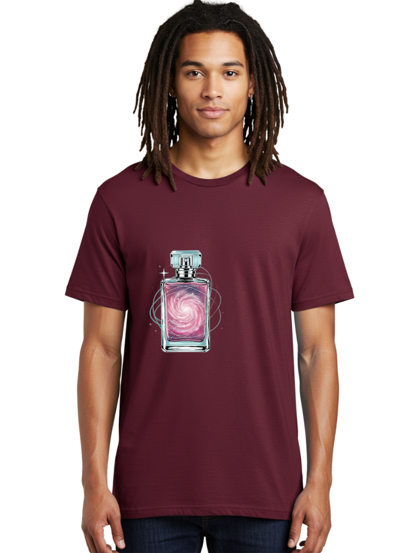 Galaxy-Perfume-Bottle-3 Men'S Graphic Tee, 100% Cotton, Comfortable Casual Summer Wear, Machine Washable, Vintage Camera, Old Camera, Antique Camera, Black Camera, Classic Photography, Photography Equipment, Nostalgic Device, Film Camera, Baj052