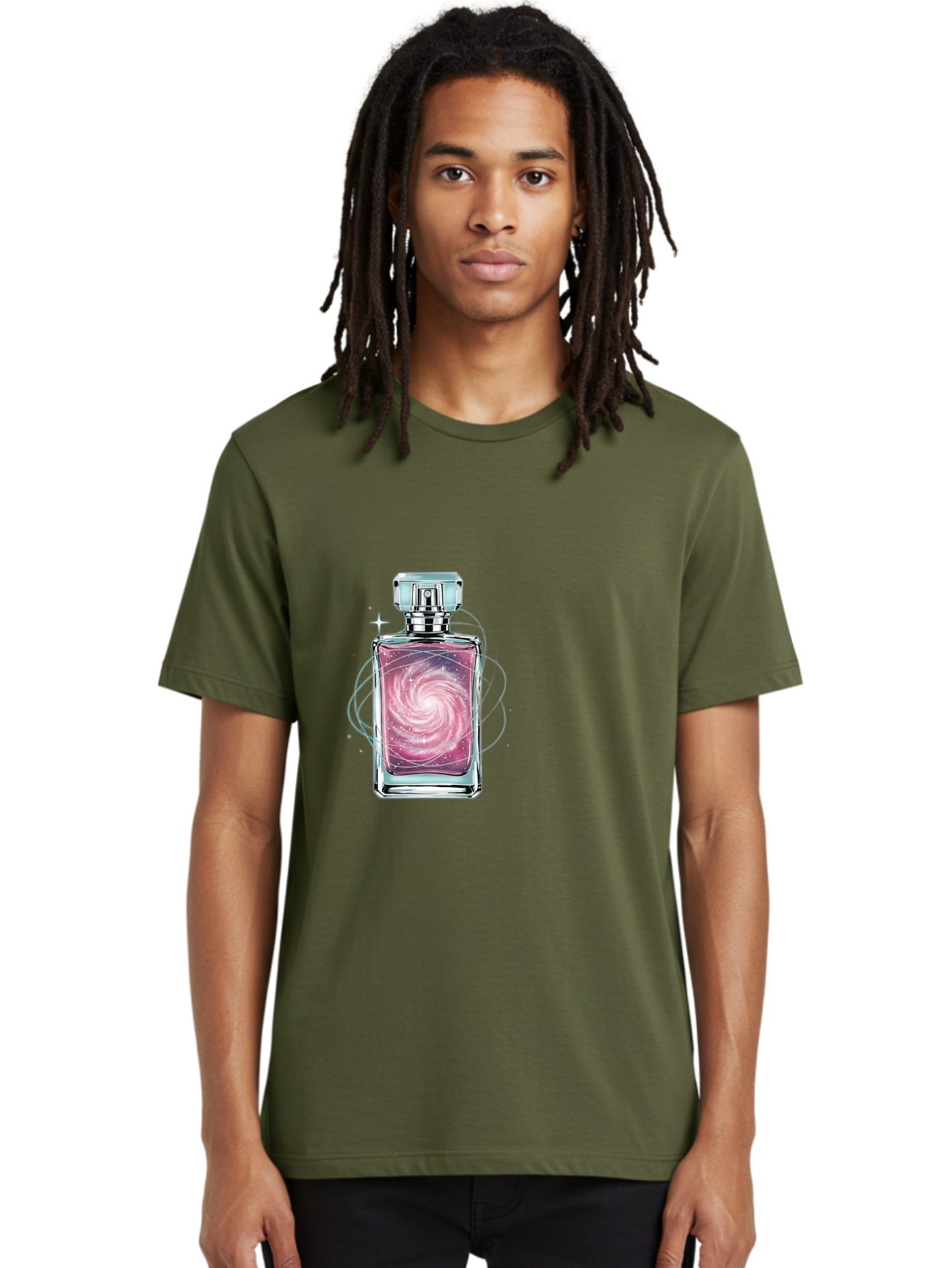 Galaxy-Perfume-Bottle-3 Men'S Graphic Tee, 100% Cotton, Comfortable Casual Summer Wear, Machine Washable, Vintage Camera, Old Camera, Antique Camera, Black Camera, Classic Photography, Photography Equipment, Nostalgic Device, Film Camera, Baj052