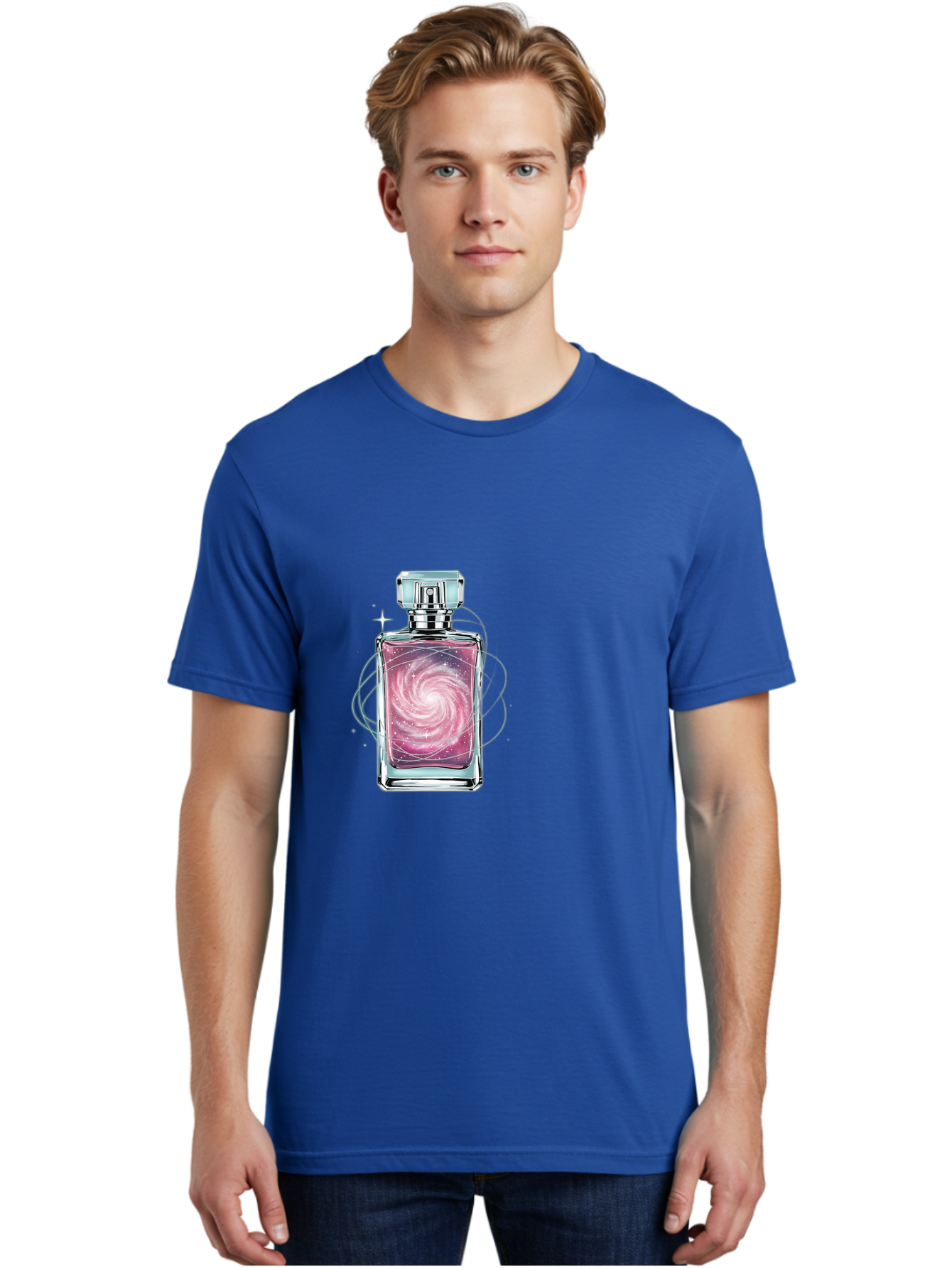 Galaxy-Perfume-Bottle-3 Men'S Graphic Tee, 100% Cotton, Comfortable Casual Summer Wear, Machine Washable, Vintage Camera, Old Camera, Antique Camera, Black Camera, Classic Photography, Photography Equipment, Nostalgic Device, Film Camera, Baj052