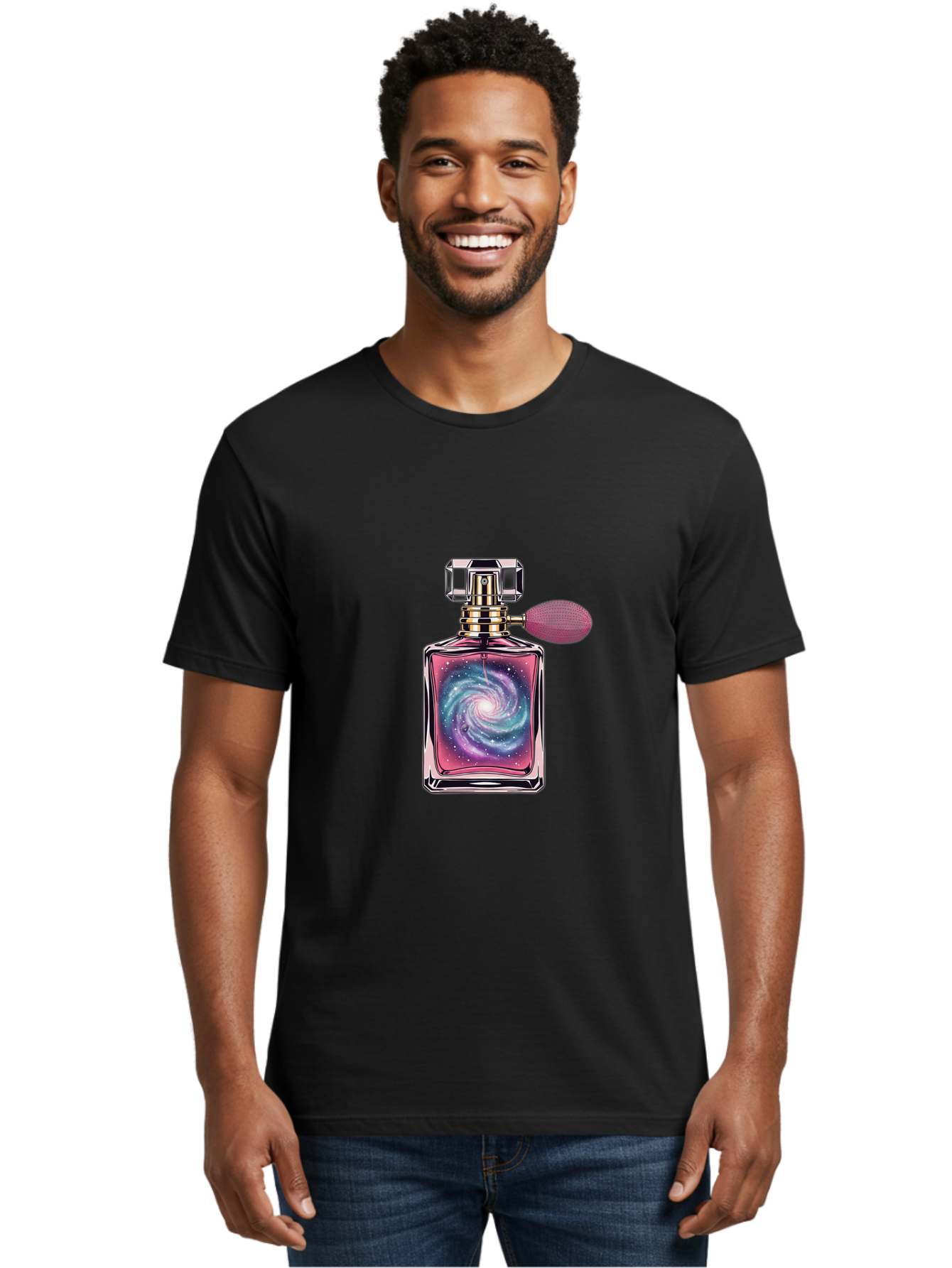 Galaxy-Perfume-Bottle Men'S Graphic Tee, 100% Cotton, Comfortable Casual Summer Wear, Machine Washable, Vintage Camera, Old Camera, Antique Camera, Black Camera, Classic Photography, Photography Equipment, Nostalgic Device, Film Camera, Baj053
