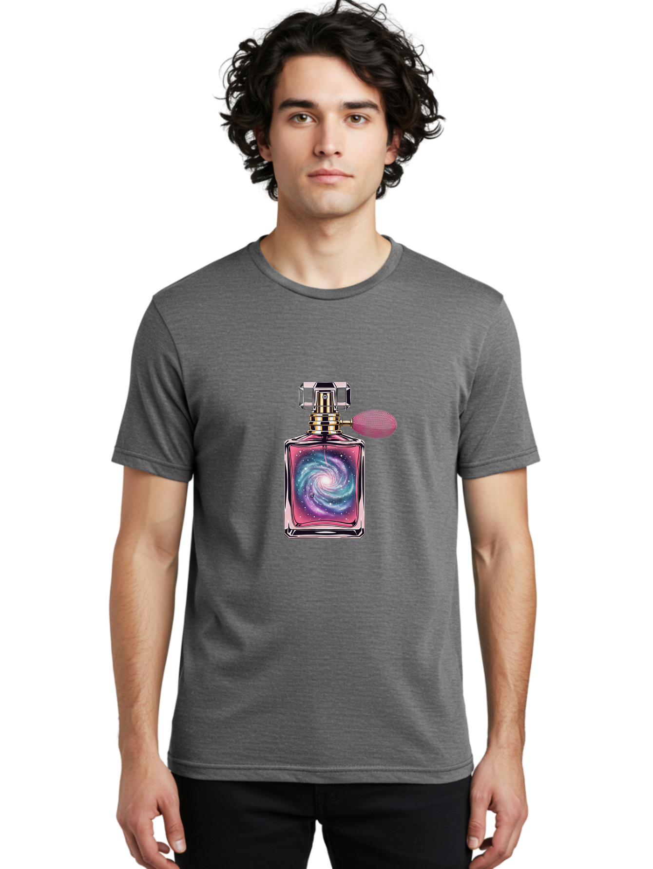 Galaxy-Perfume-Bottle Men'S Graphic Tee, 100% Cotton, Comfortable Casual Summer Wear, Machine Washable, Vintage Camera, Old Camera, Antique Camera, Black Camera, Classic Photography, Photography Equipment, Nostalgic Device, Film Camera, Baj053