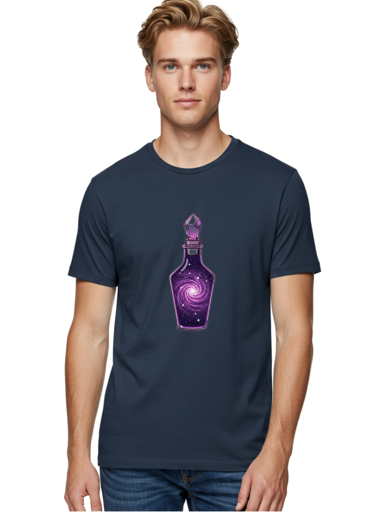 Galaxy-Potion-Bottle-2 Men'S Graphic Tee, 100% Cotton, Comfortable Casual Summer Wear, Machine Washable, Vintage Camera, Old Camera, Antique Camera, Black Camera, Classic Photography, Photography Equipment, Nostalgic Device, Film Camera, Baj059