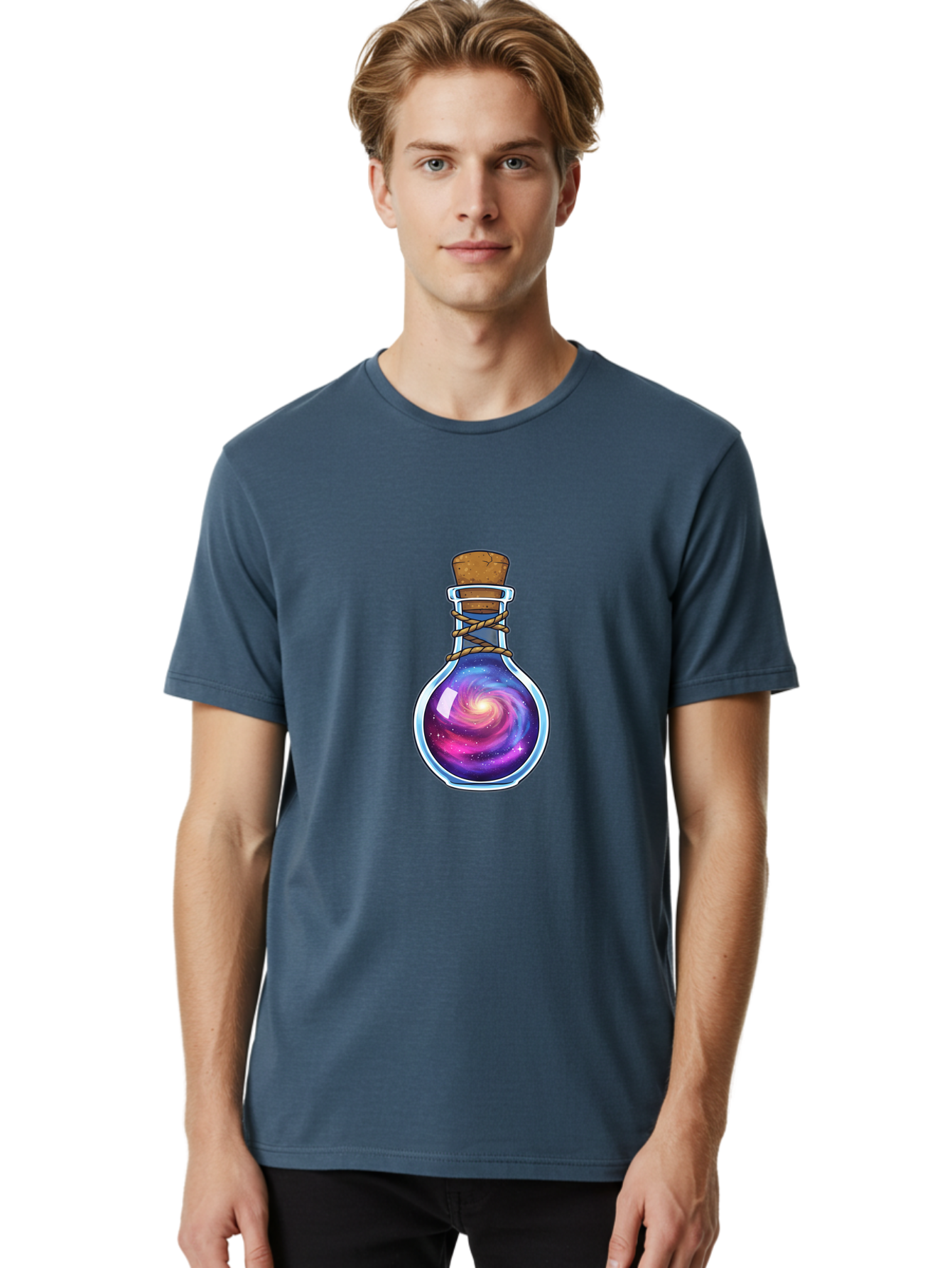 Galaxy-Potion-Bottle-3 Men'S Graphic Tee, 100% Cotton, Comfortable Casual Summer Wear, Machine Washable, Vintage Camera, Old Camera, Antique Camera, Black Camera, Classic Photography, Photography Equipment, Nostalgic Device, Film Camera, Baj060